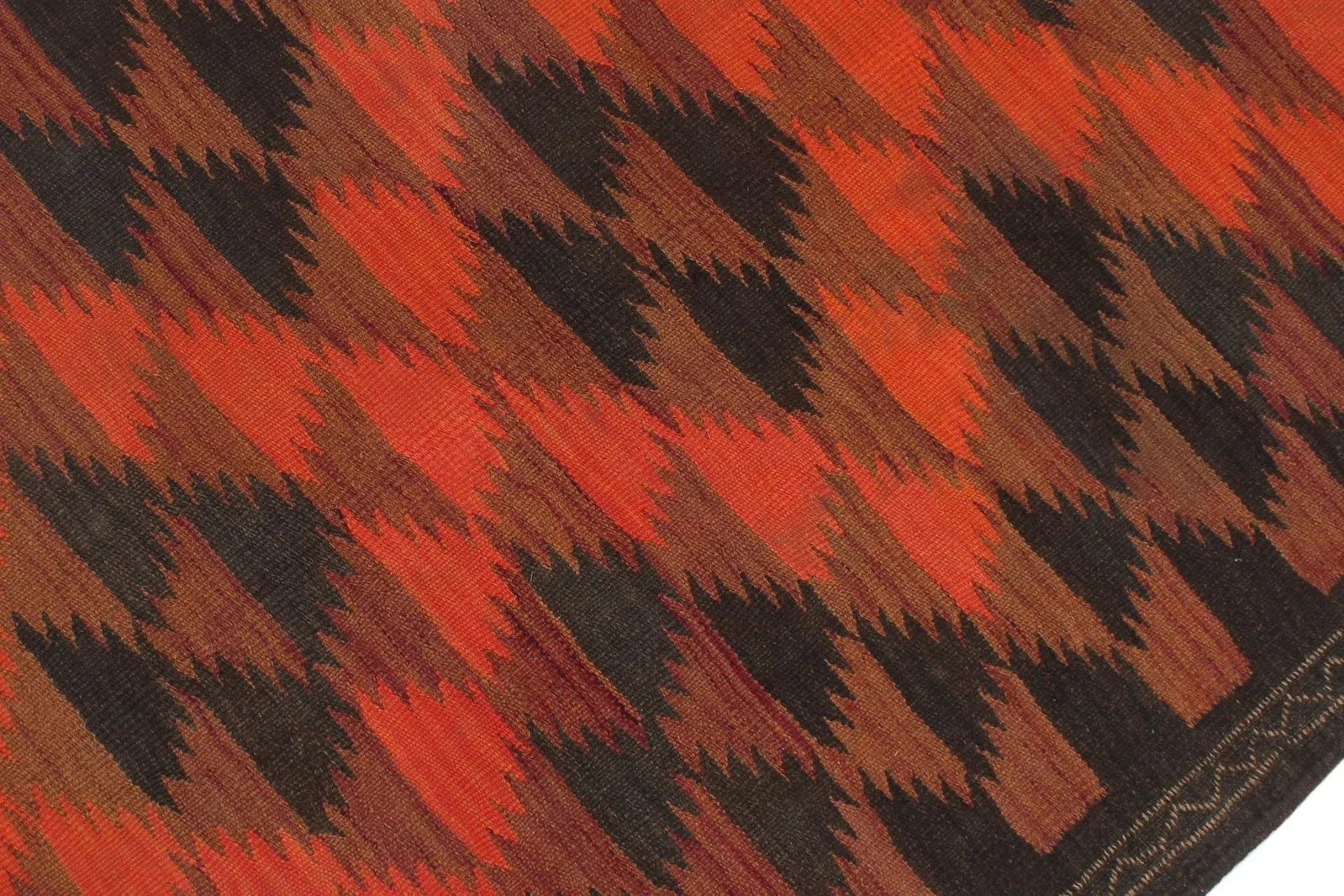 1950s Vintage Kilim Red Orange Hand-Woven Area Rug - 5