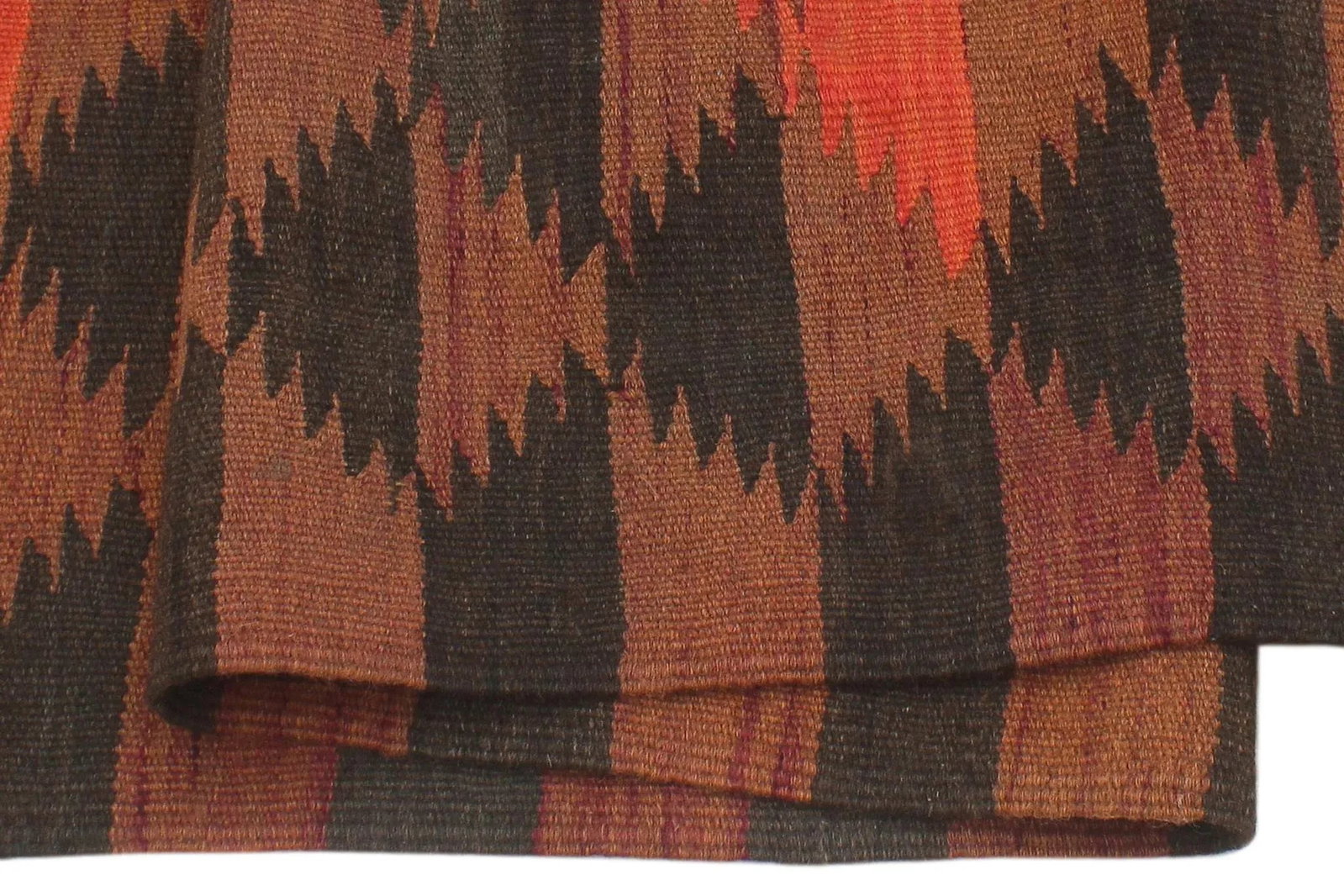 1950s Vintage Kilim Red Orange Hand-Woven Area Rug - 6