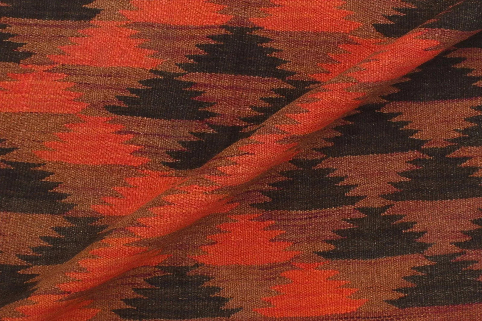 1950s Vintage Kilim Red Orange Hand-Woven Area Rug - 7