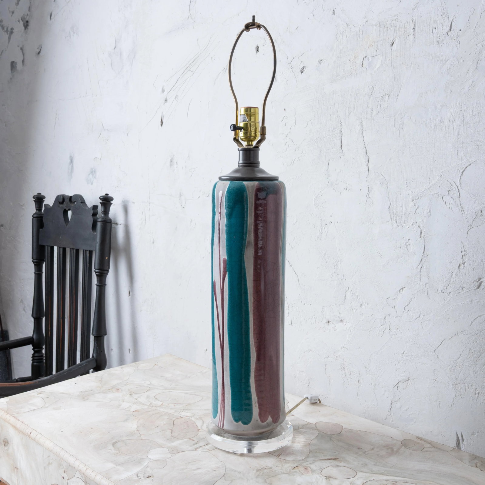 Tony Evans Raku Pottery Lamp, 1980s - 2