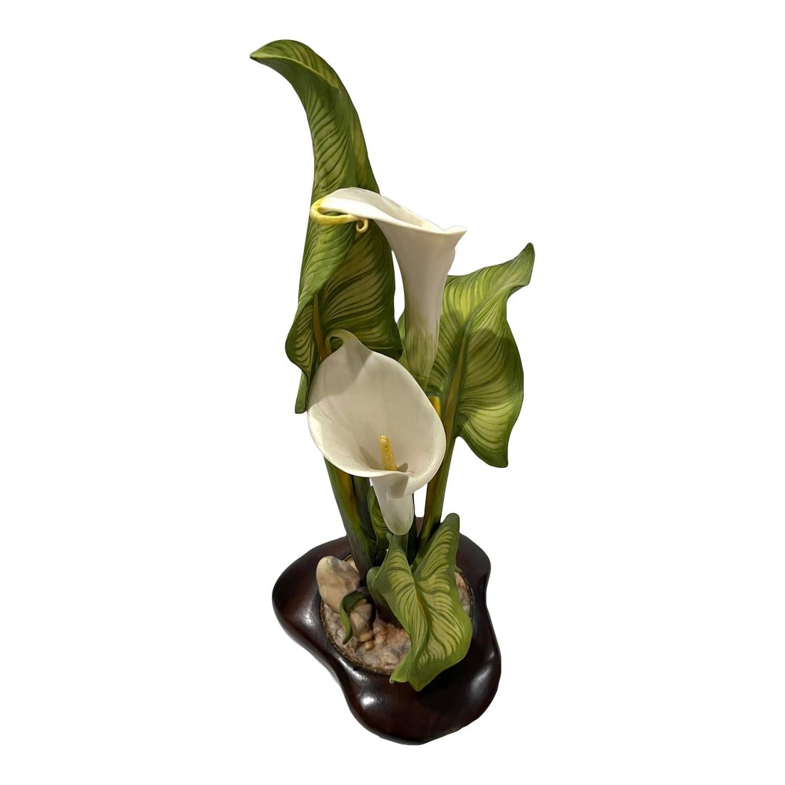 Calla Lily Sculpture - Hand-Painted Porcelain - Cybis Limited Edition 1970s: This finely detailed sculpture of a calla lily plant was produced by Cybis sometime between 1968 and 1974. Beautiful hand painted "Cybis Parian" white bisque porcelain body. Includes its original