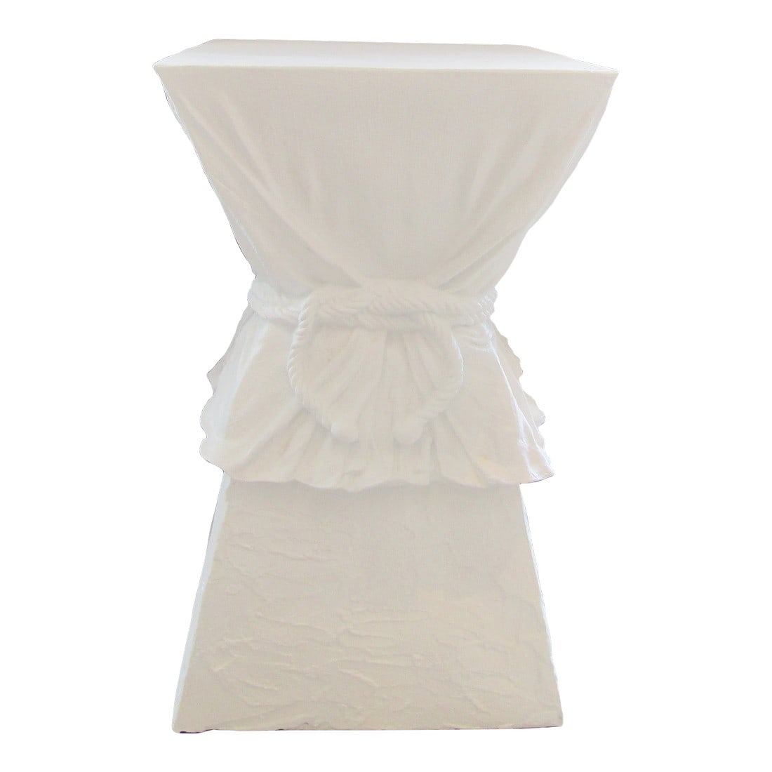 John Dickenson Style Faux Drapery Dining / Side Table Circa 1970s: The John Dickenson Style Faux Drapery Dining / Side Table from the 1970s is a stylish and elegant piece of furniture that adds a touch of sophistication to any room. Made of white fiberglass with a