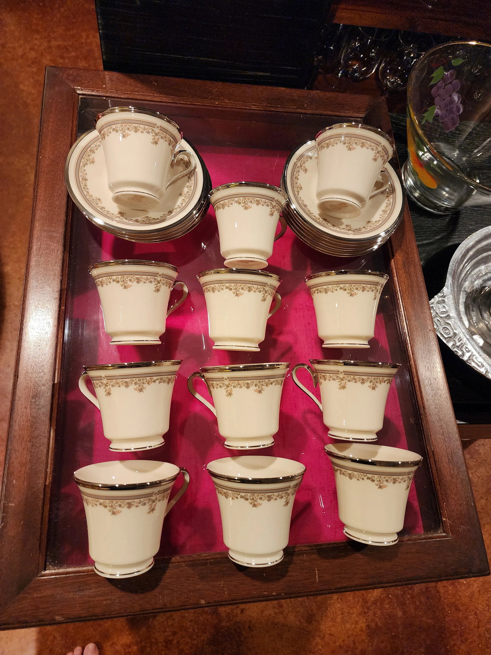 Twelve Lenox Lace Point Tea Cups and Saucers - 2