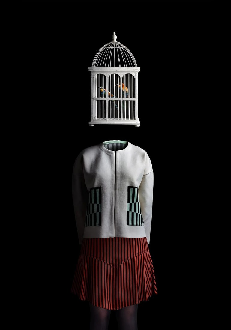 2017 "Ceci N'est Pas Une Cage a Oixeau" Contemporary Surrealist Style Photograph by Miguel Vallina: Ceci nest pas is the third serie of Miguel Vallina' surreal images that reconsider the human form. "˜ceci n'est pas' "” meaning "˜this is not' in french "” explores the concept