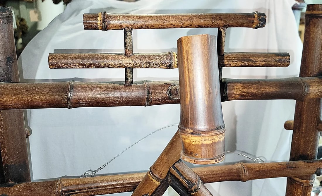 1910s French Burnt Bamboo Portemanteau Vestier Coat Rack - 8