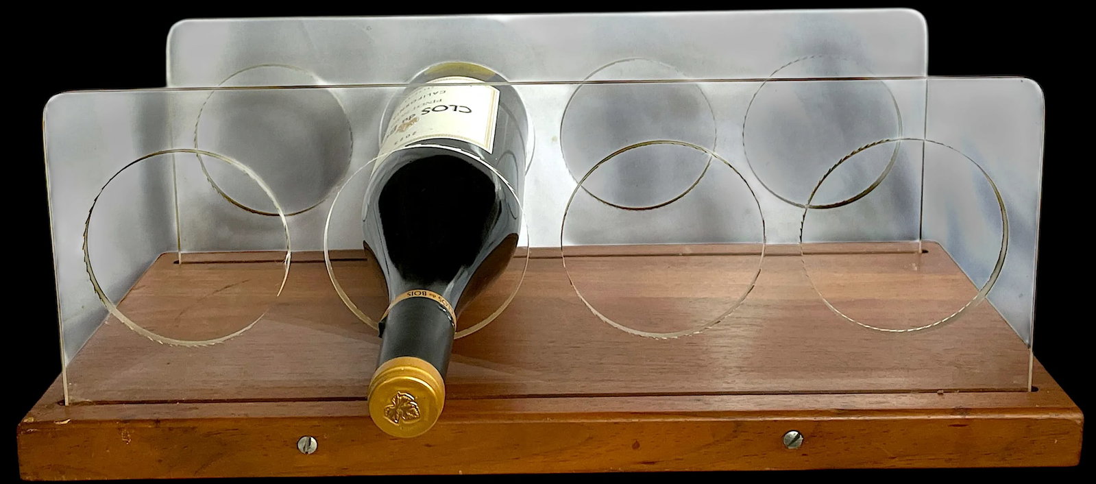 Mid-Century Modern Lucite & Solid Walnut Wine Bottle Rack After Charles Hollis Jones / Pace Collecti - 2