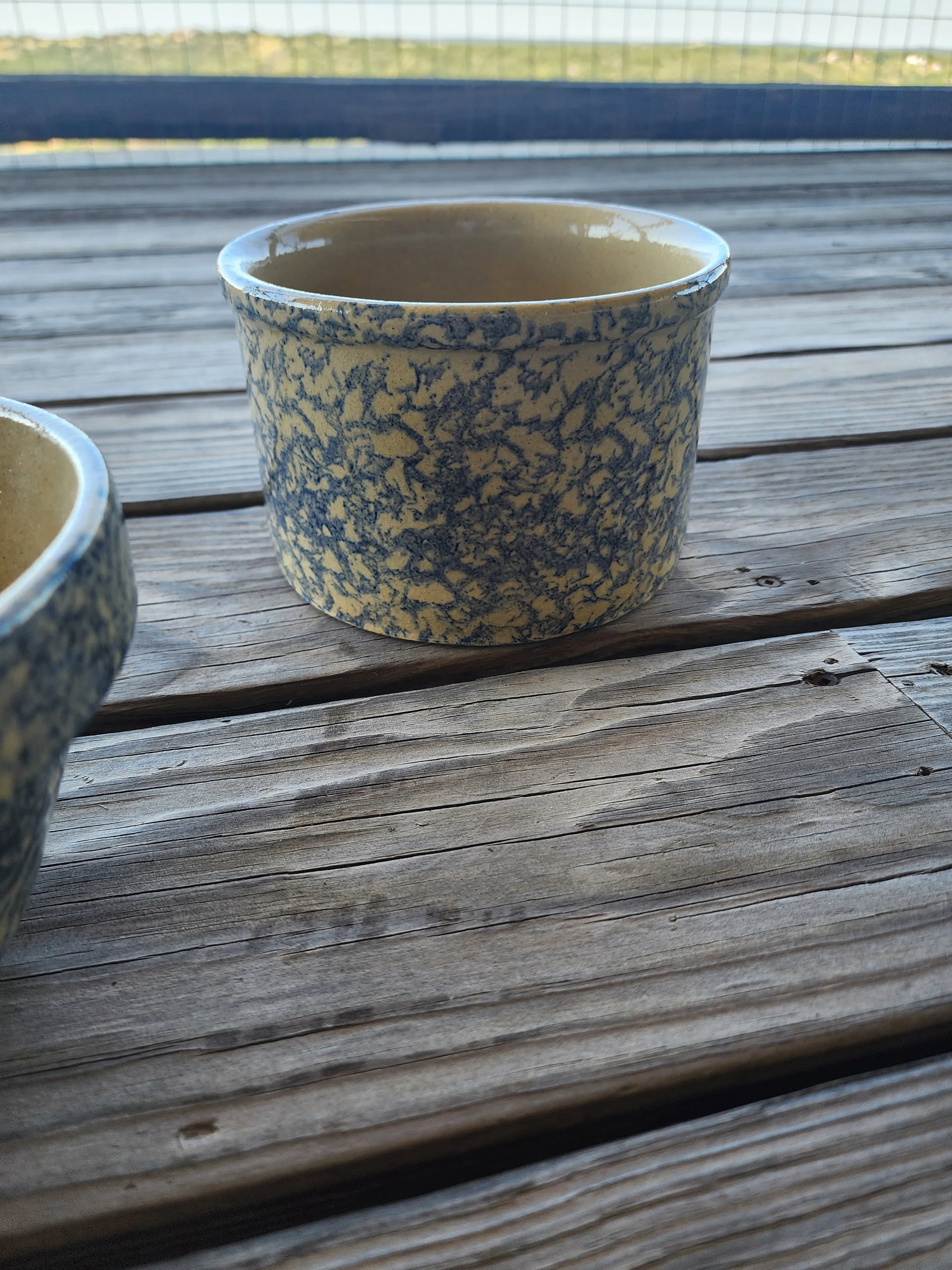Three Vintage Roseville Robinson Ransbottom Blue Sponngeware Bowls - 7