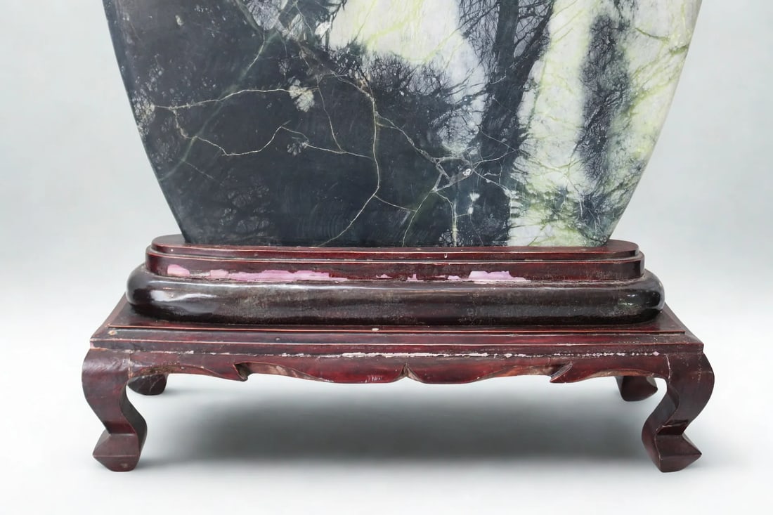 Large Antique Chinese Dali Marble Scholar's Stone on Stand - 6