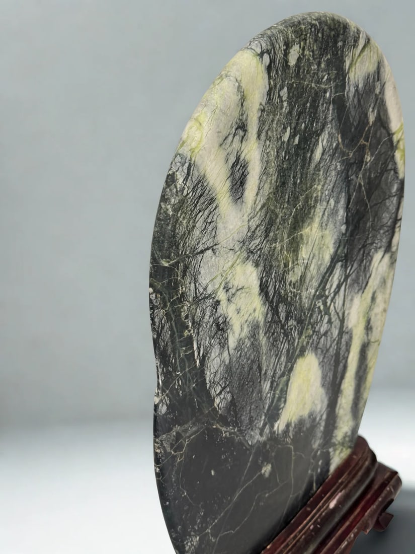 Large Antique Chinese Dali Marble Scholar's Stone on Stand - 7