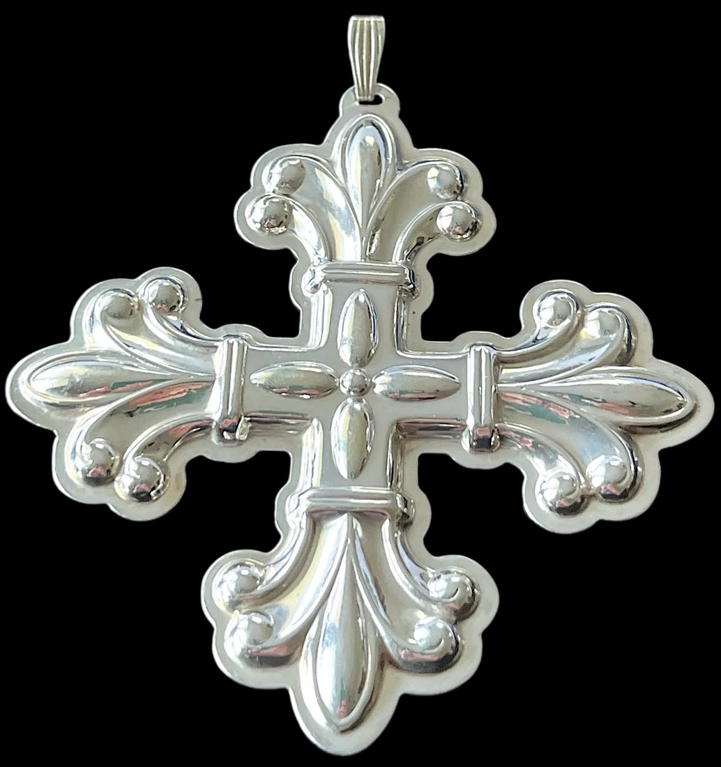 Set of 7 Reed & Barton Sterling Silver Christmas Ornaments – Cross & Star Series (1970s– - 6