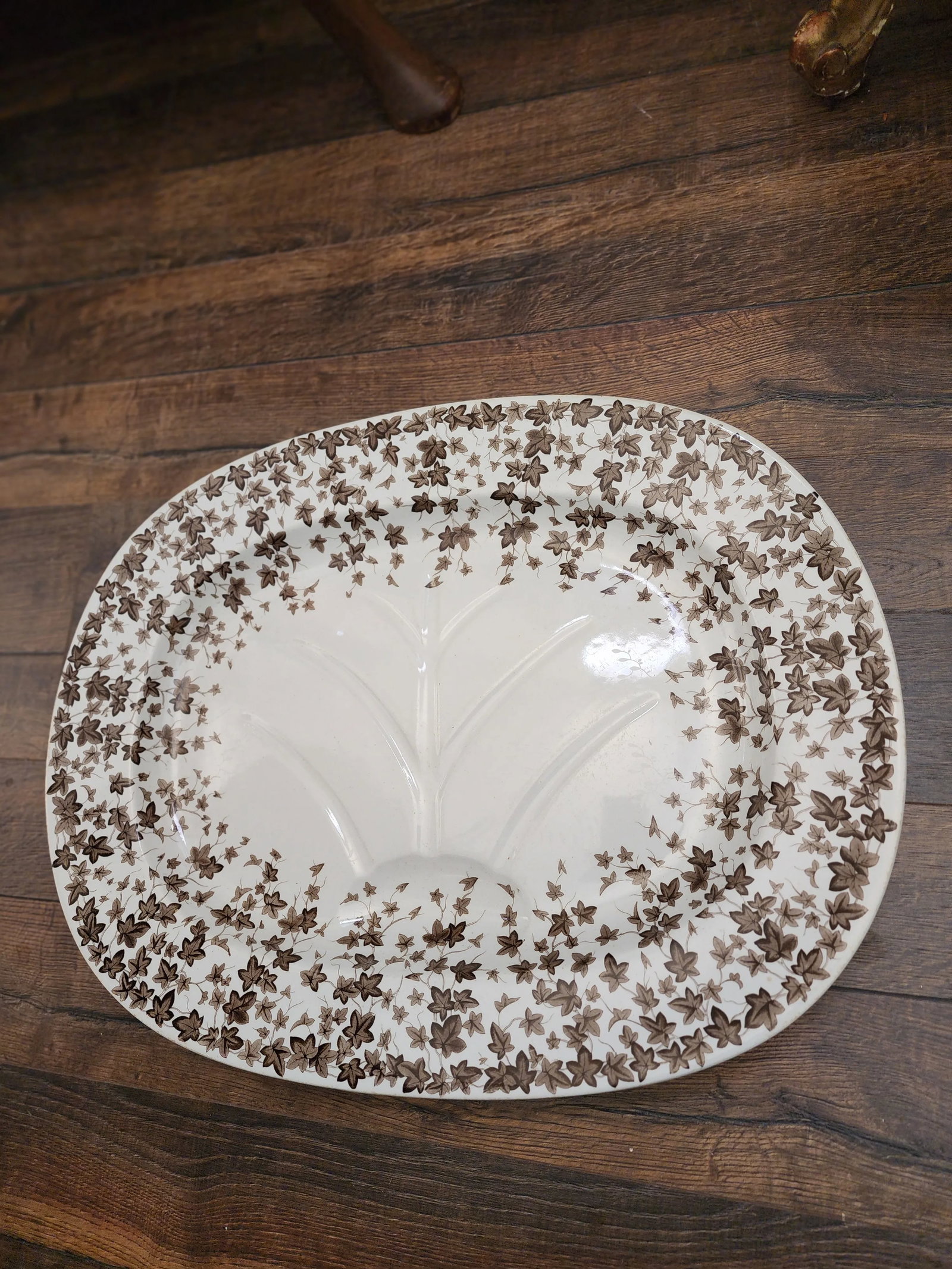 Antique Royal Worcester Brown Ivy Meat Platter - 3