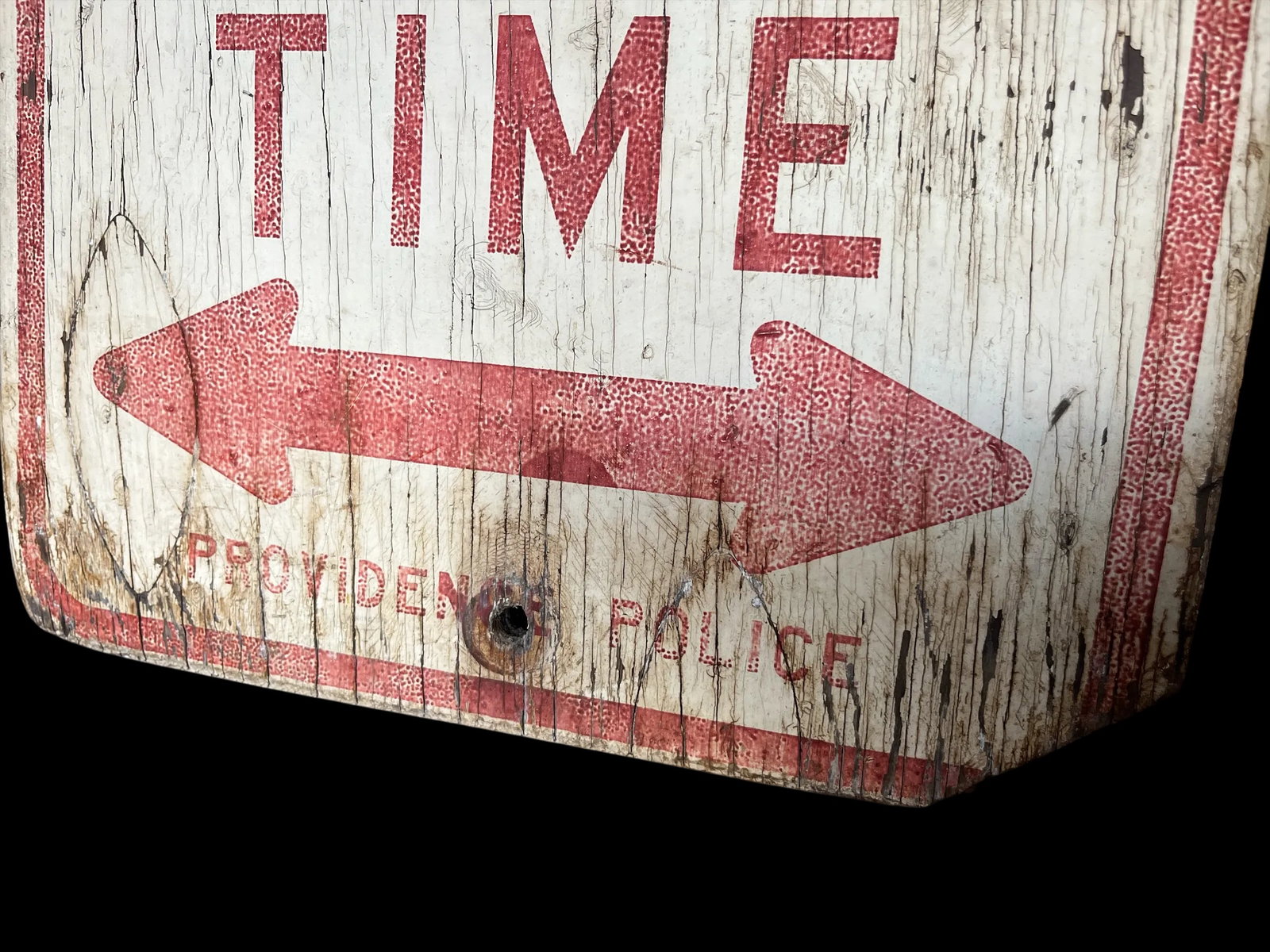 Vintage Wooden "No Parking Any Time" Providence Police Sign - 3