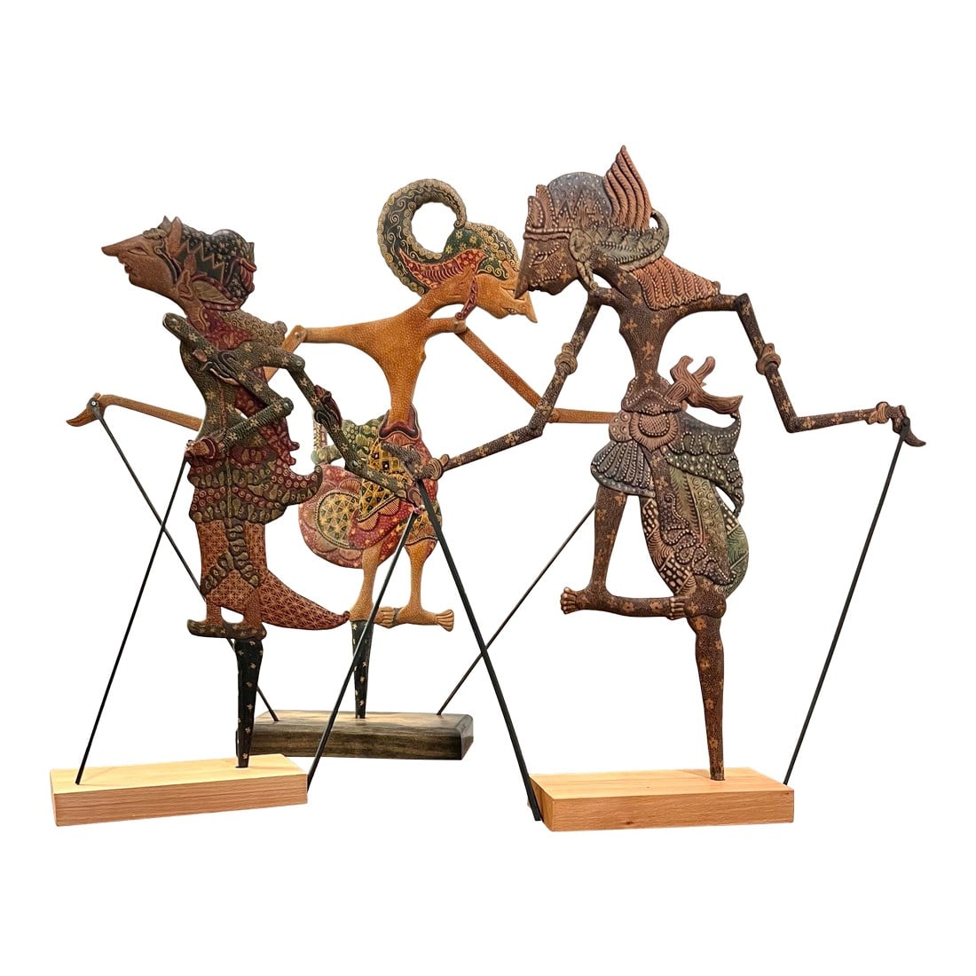 Vintage Indonesian Wayang Golek Hand Painted Puppets- Set of 3 (1 of 12)