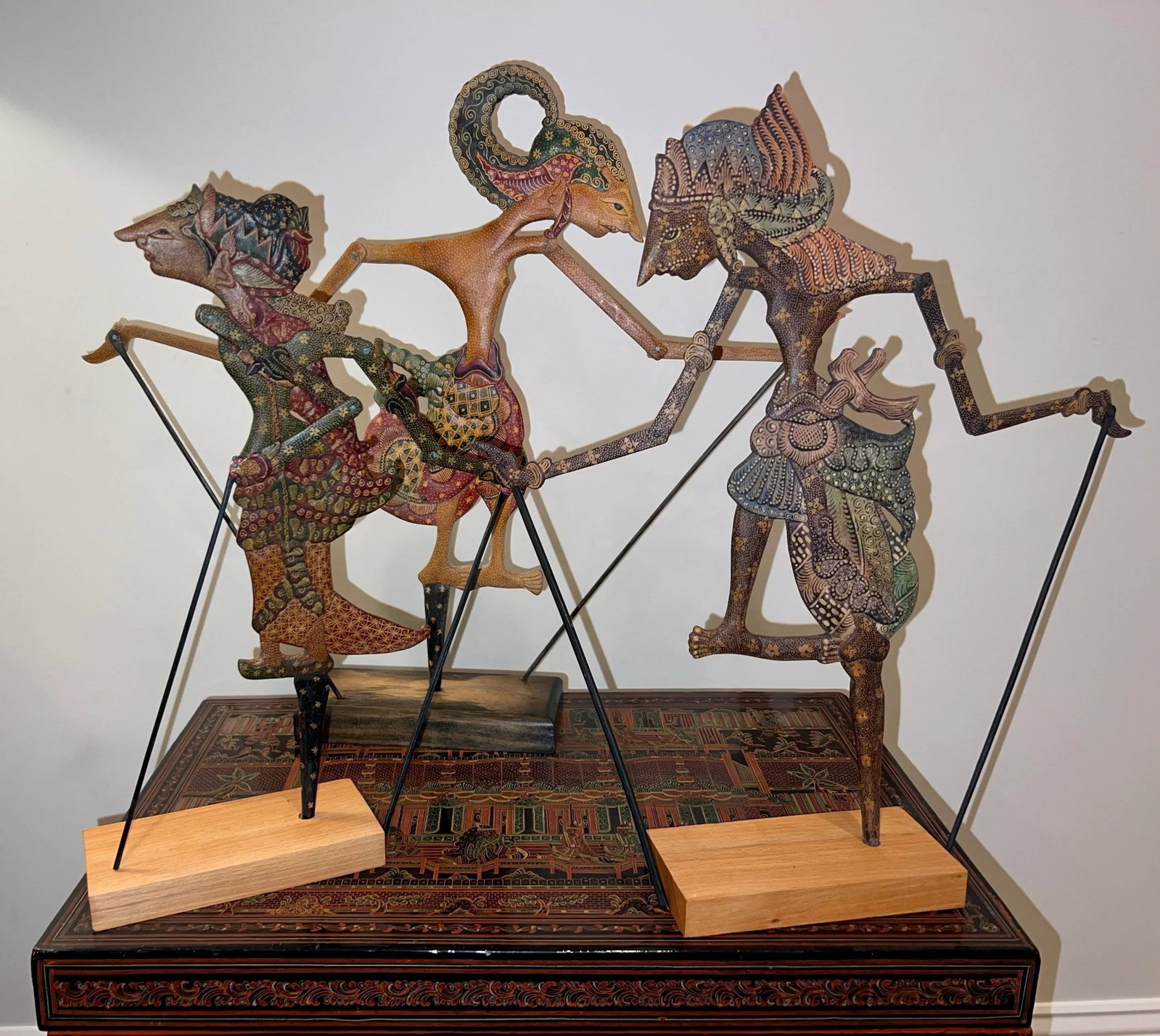 Vintage Indonesian Wayang Golek Hand Painted Puppets- Set of 3 - 3