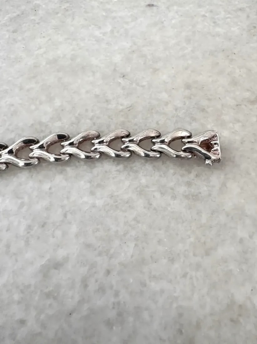 Vintage Sterling Silver Wishbone Chain Link Wrap Bracelet - Stamped - 2