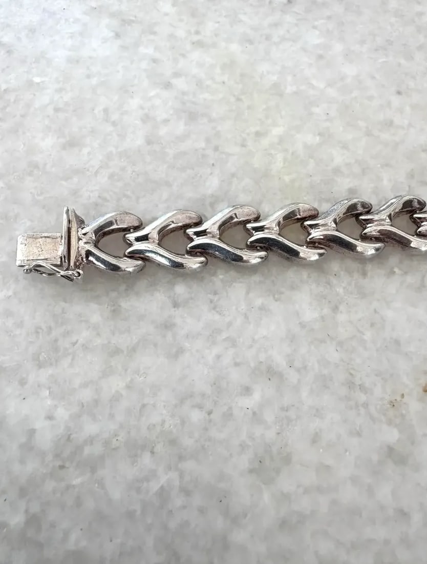 Vintage Sterling Silver Wishbone Chain Link Wrap Bracelet - Stamped - 3