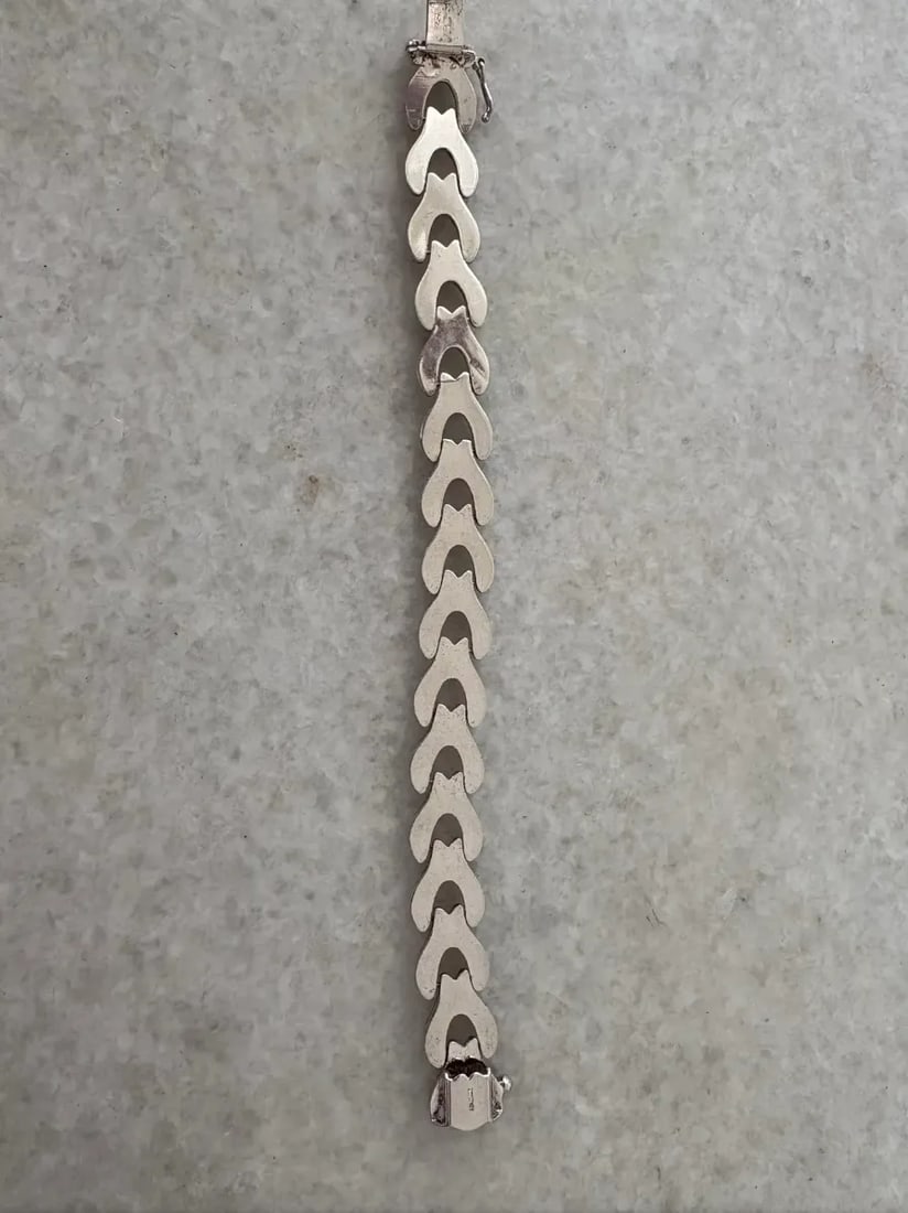 Vintage Sterling Silver Wishbone Chain Link Wrap Bracelet - Stamped - 5