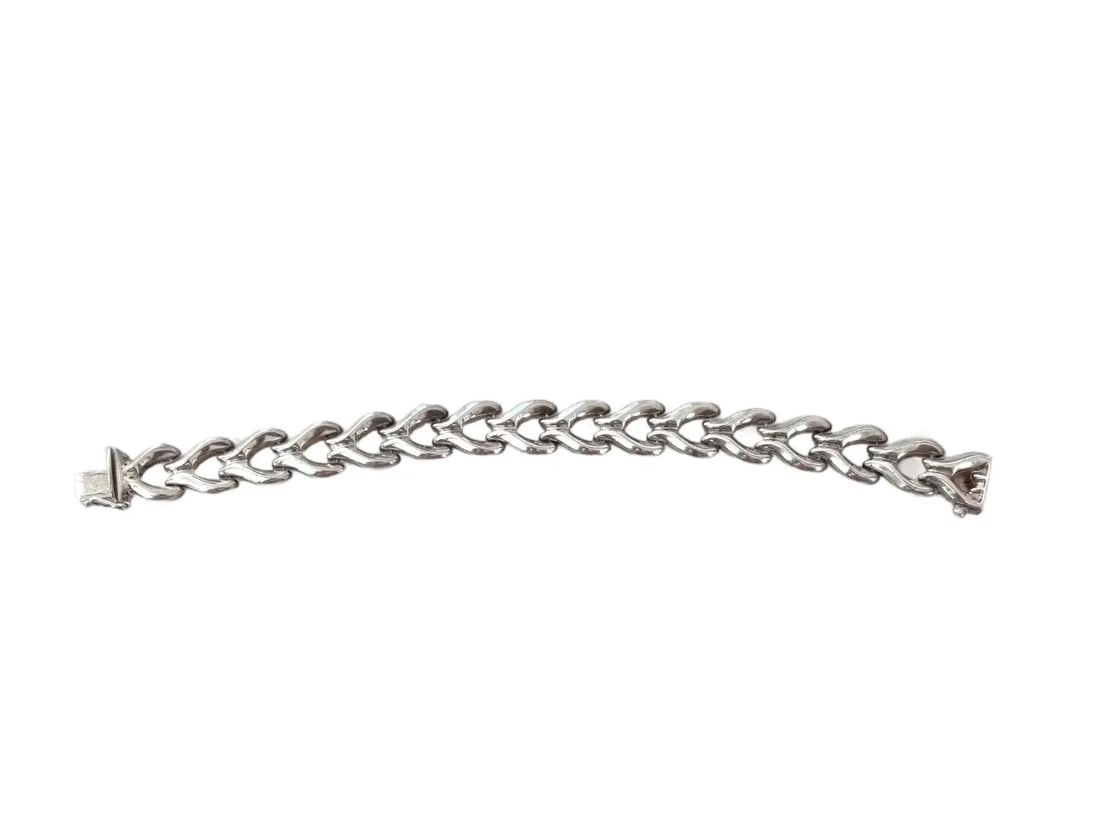 Vintage Sterling Silver Wishbone Chain Link Wrap Bracelet - Stamped - 6
