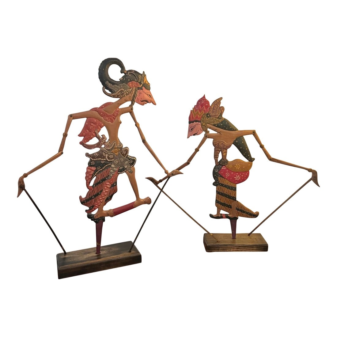Vintage Indonesian Wayang Golek Hand Painted Puppets - Set of 2 (1 of 9)