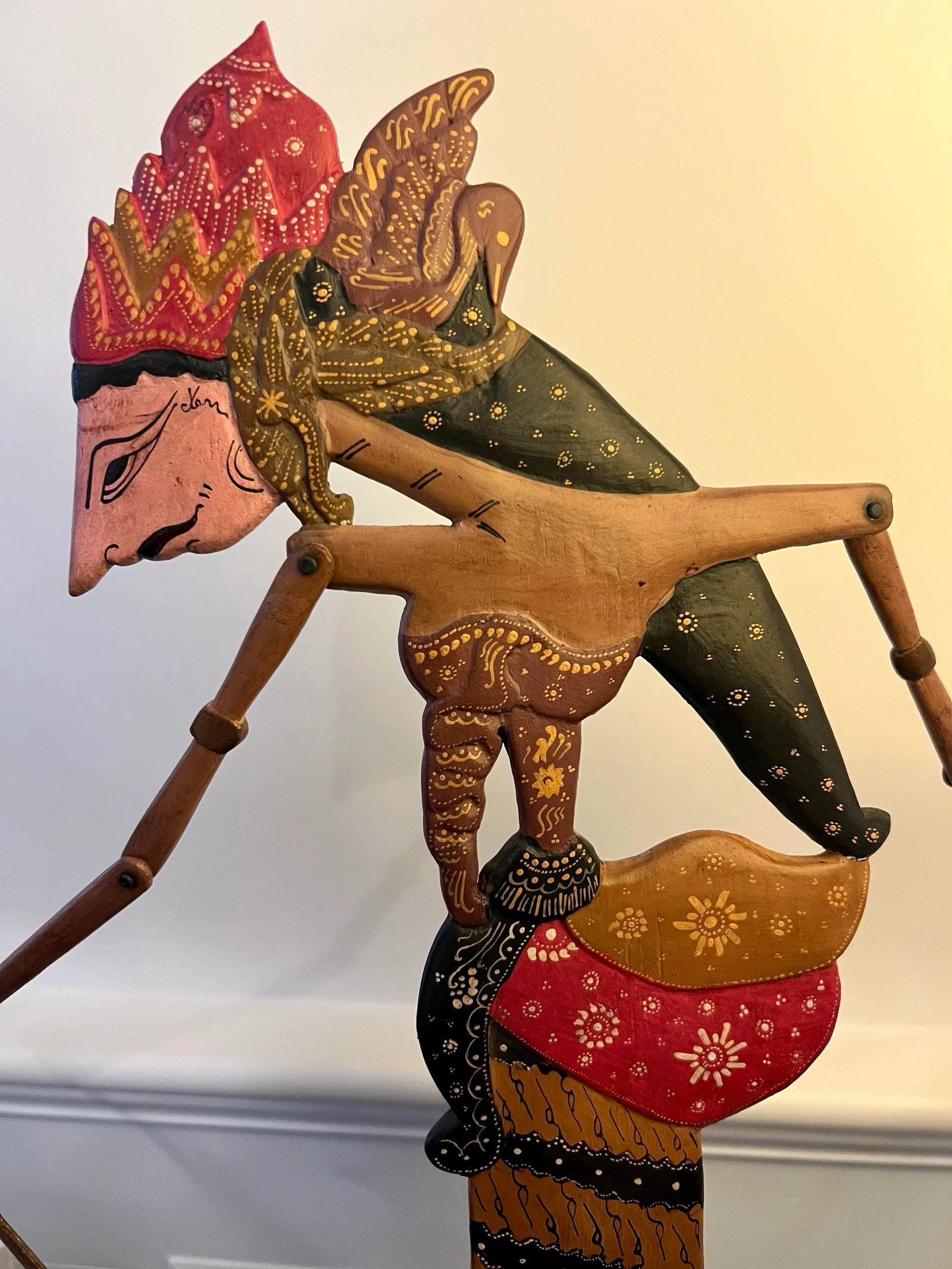 Vintage Indonesian Wayang Golek Hand Painted Puppets - Set of 2 - 6
