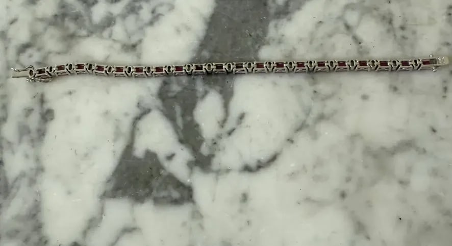 Vivid Pink Tourmaline Sterling Silver Tennis Bracelet With Box Clasp - 3