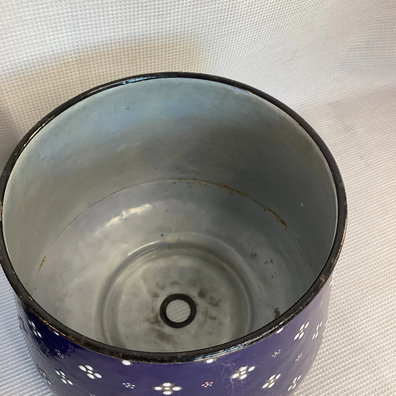 Pair Cobalt Blue Vintage Enamelware Planters, A Pair - 6