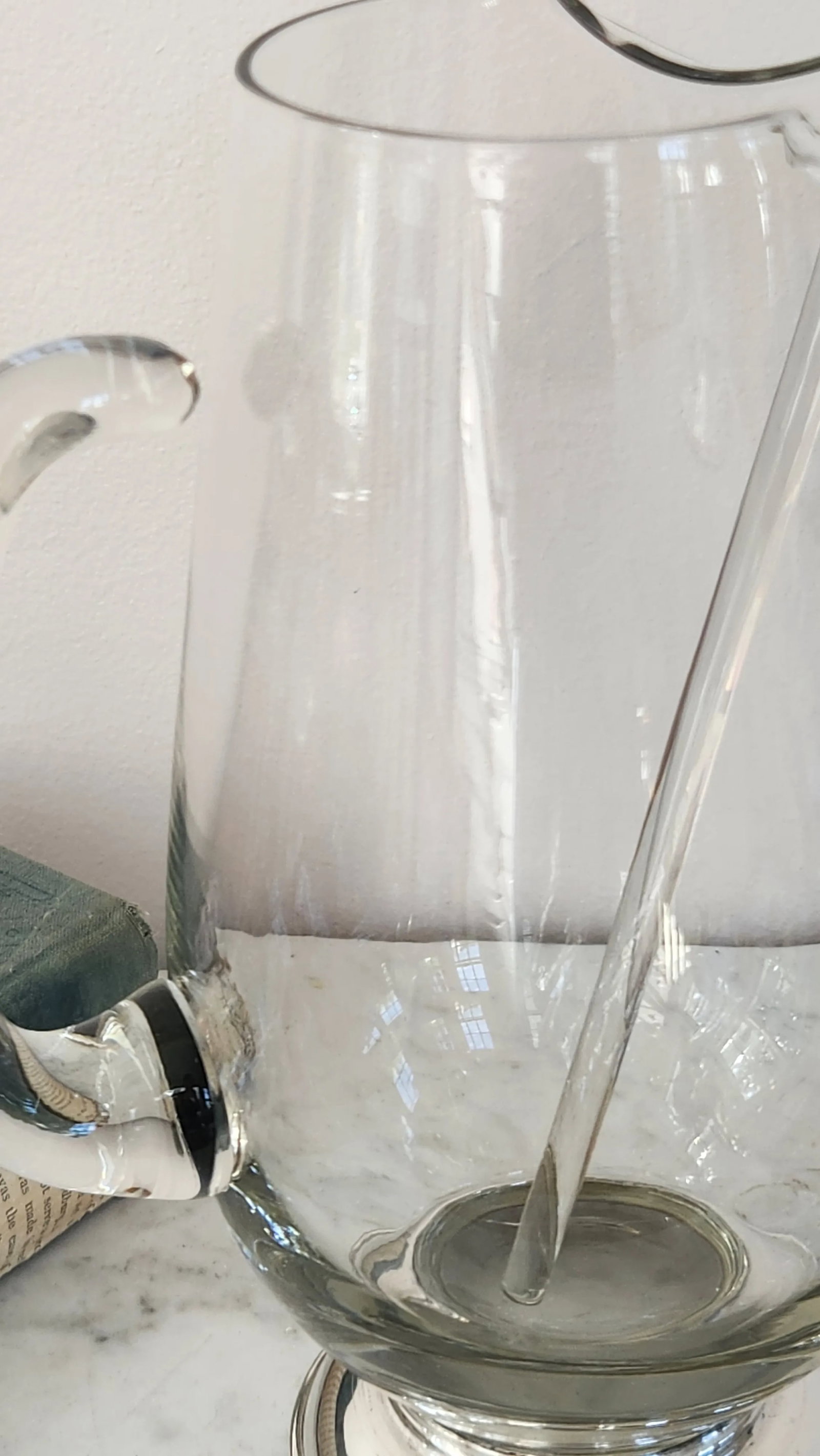 1950s Mid-Century Handblown Glass Pitcher With Sterling Silver Base & Stirrer "” J. Rogers - 11