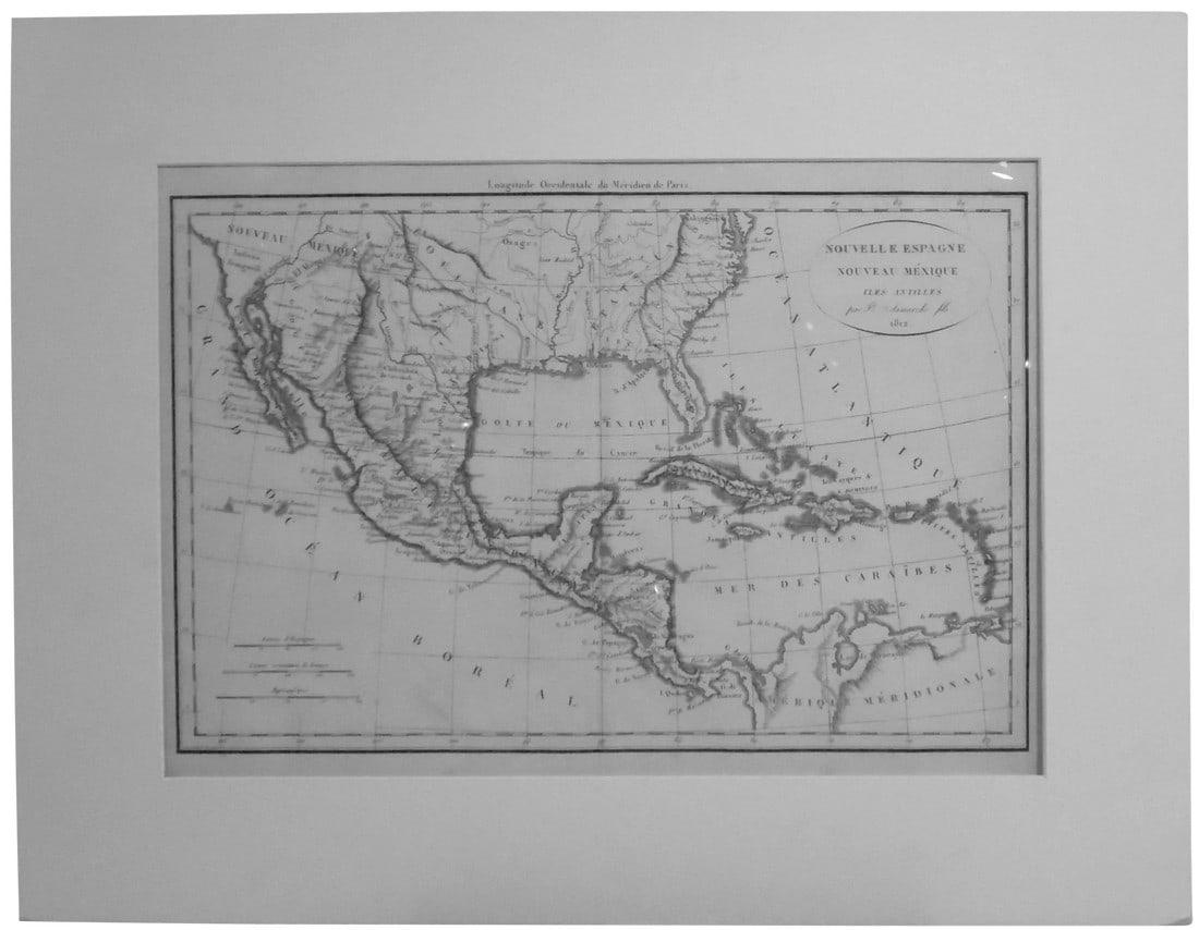 South America, Caribbean & Mexico Original Map by Vaugondy 1812: Original copper engraving from Vaugundy's Novel Atlas Portatif, Paris, 1812. Didier Robert de Vaugondy (1723–1786), appointed geographer of King Louis XV in 1760, created this map to educate