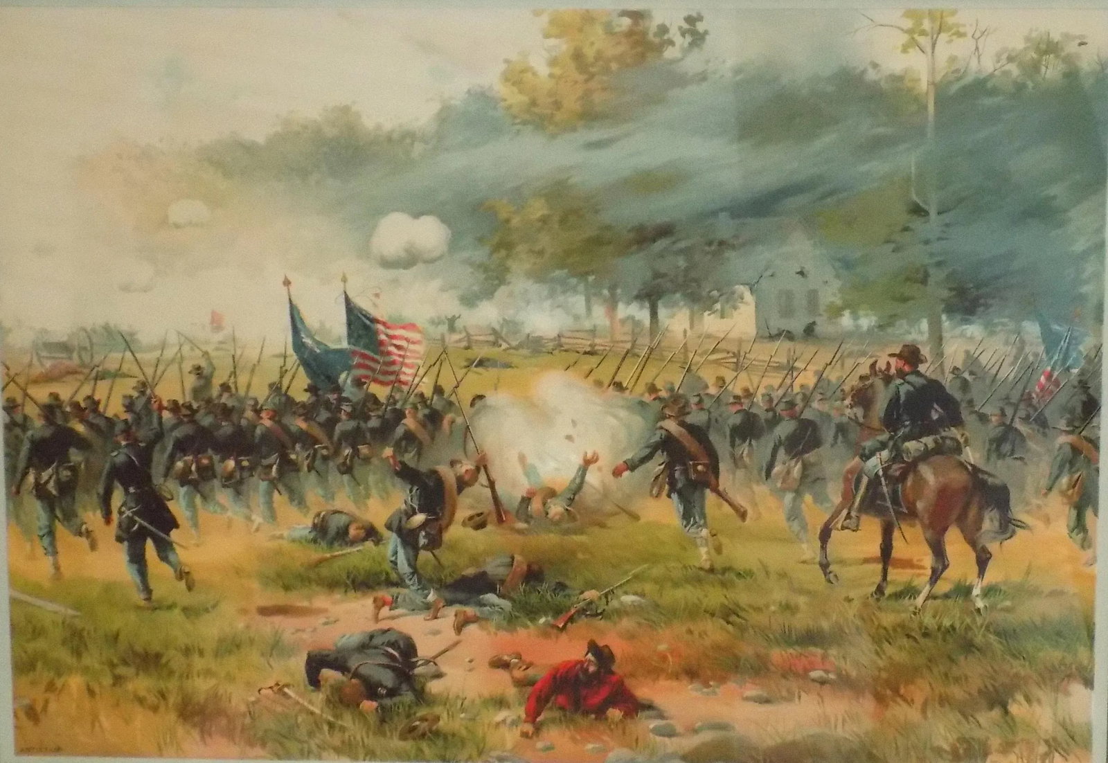 1887 Battle of Antietam Chromolithograph, Custom Framed Civil War Print - 5