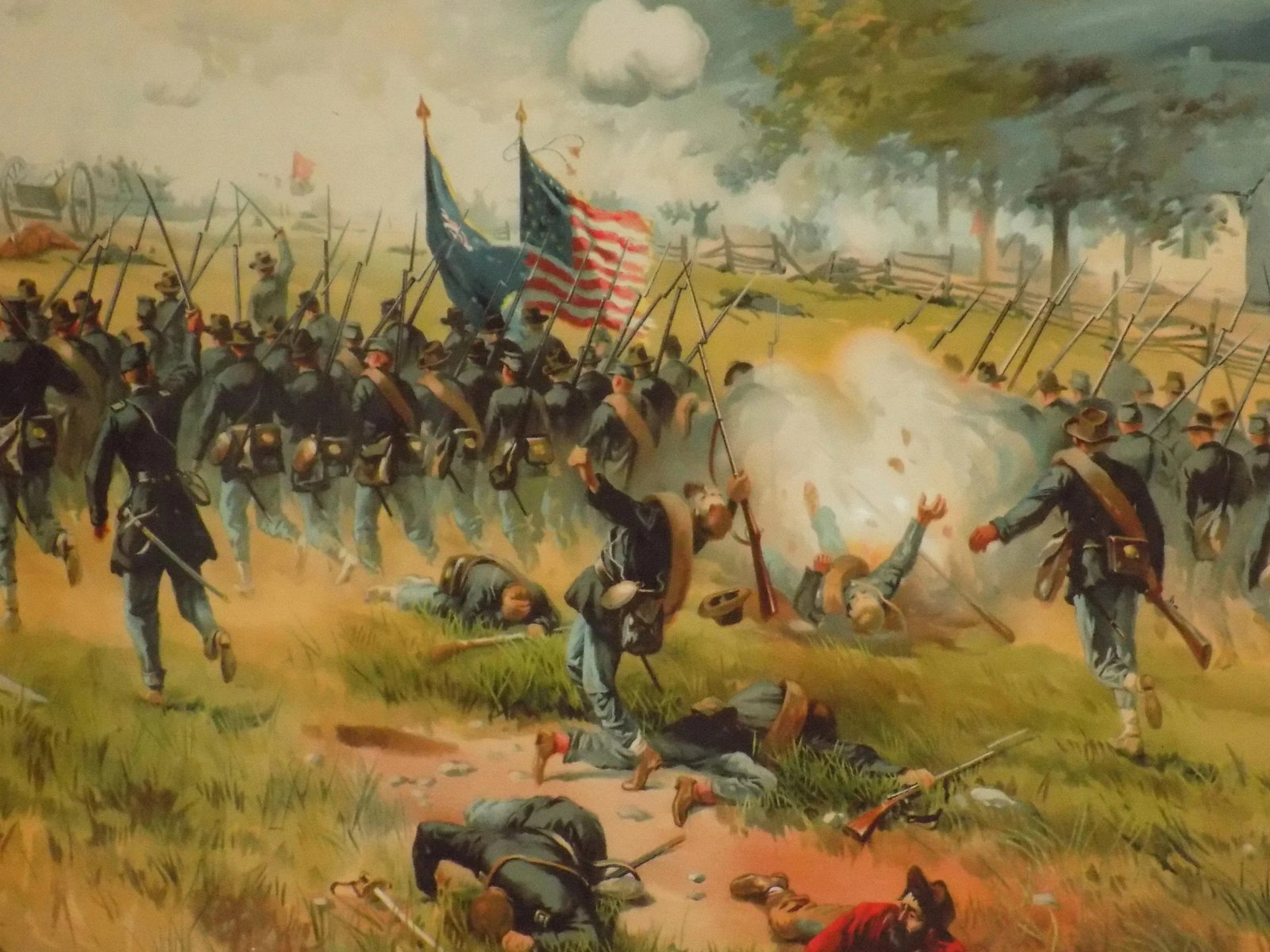 1887 Battle of Antietam Chromolithograph, Custom Framed Civil War Print - 7
