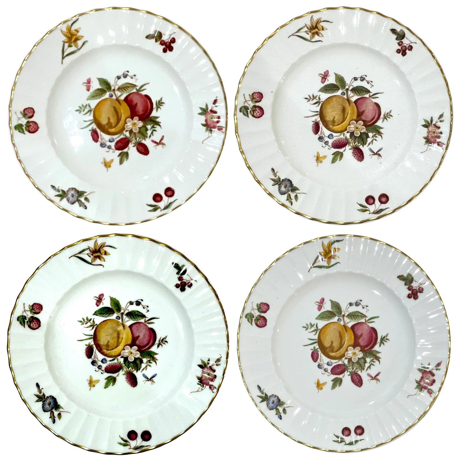 1960's Royal Worcester Bone China Delecta Ribbed Warmstry Salad Plates - Set of Four - 2
