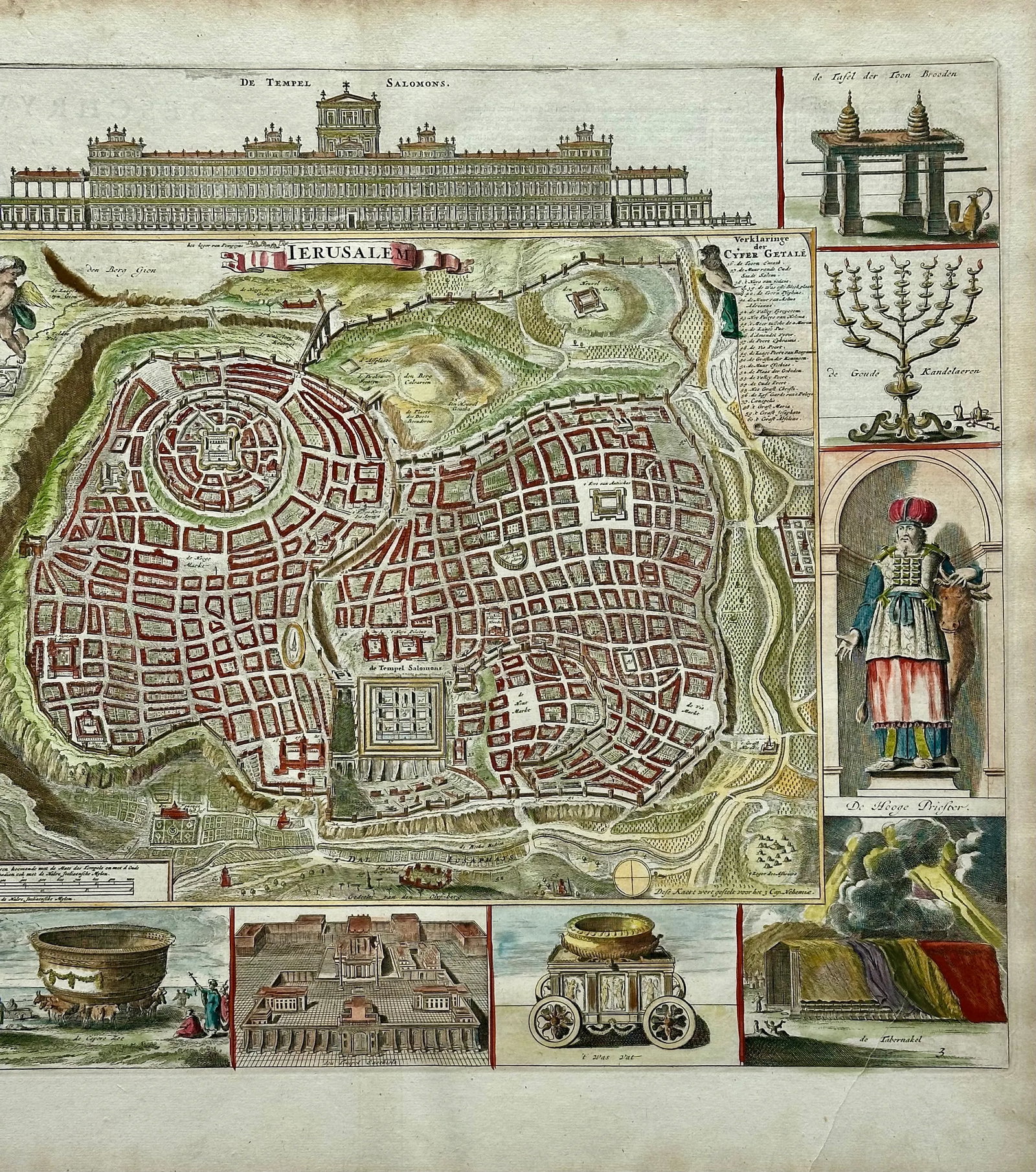 Jerusalem, Original Map by Daniel Stoopendaal, Circa 1710 - 4