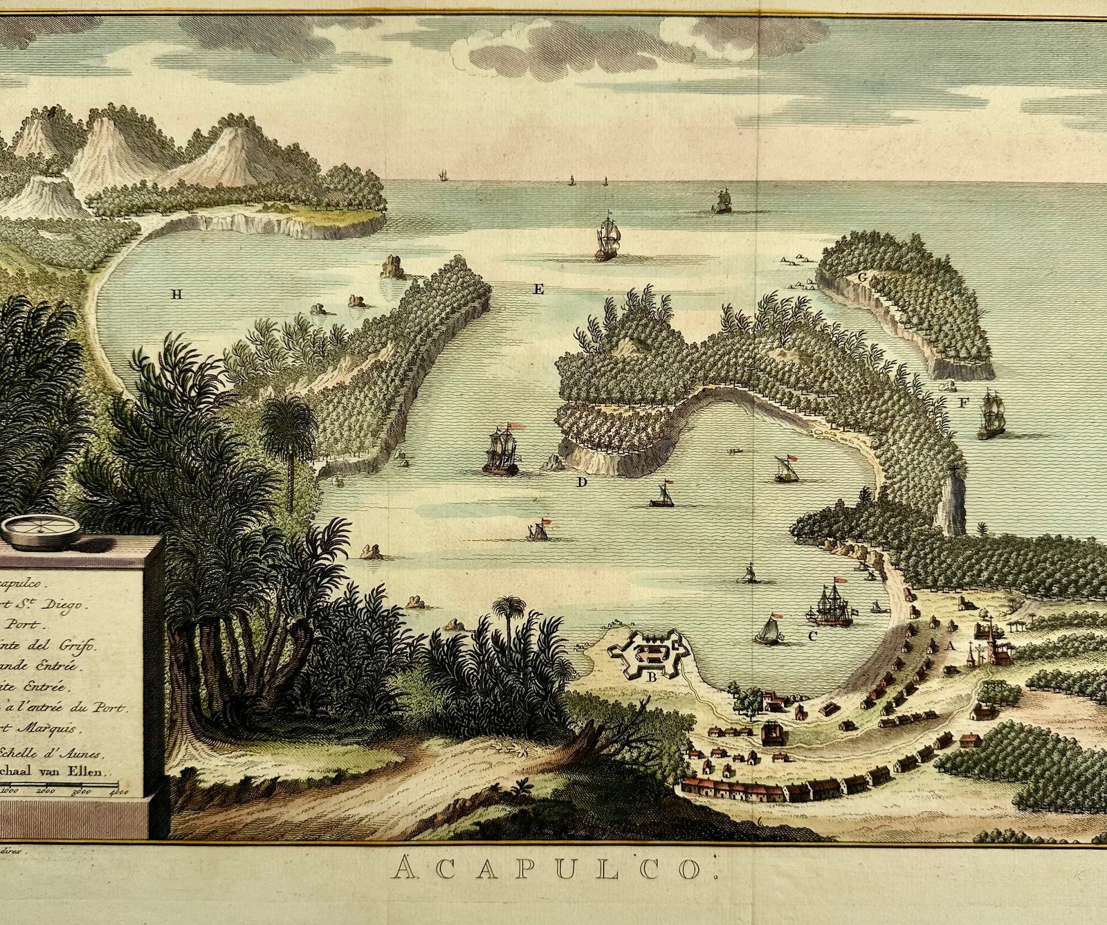 Acapulco, Mexico Original Map by Van Der Schley (1762) - 3