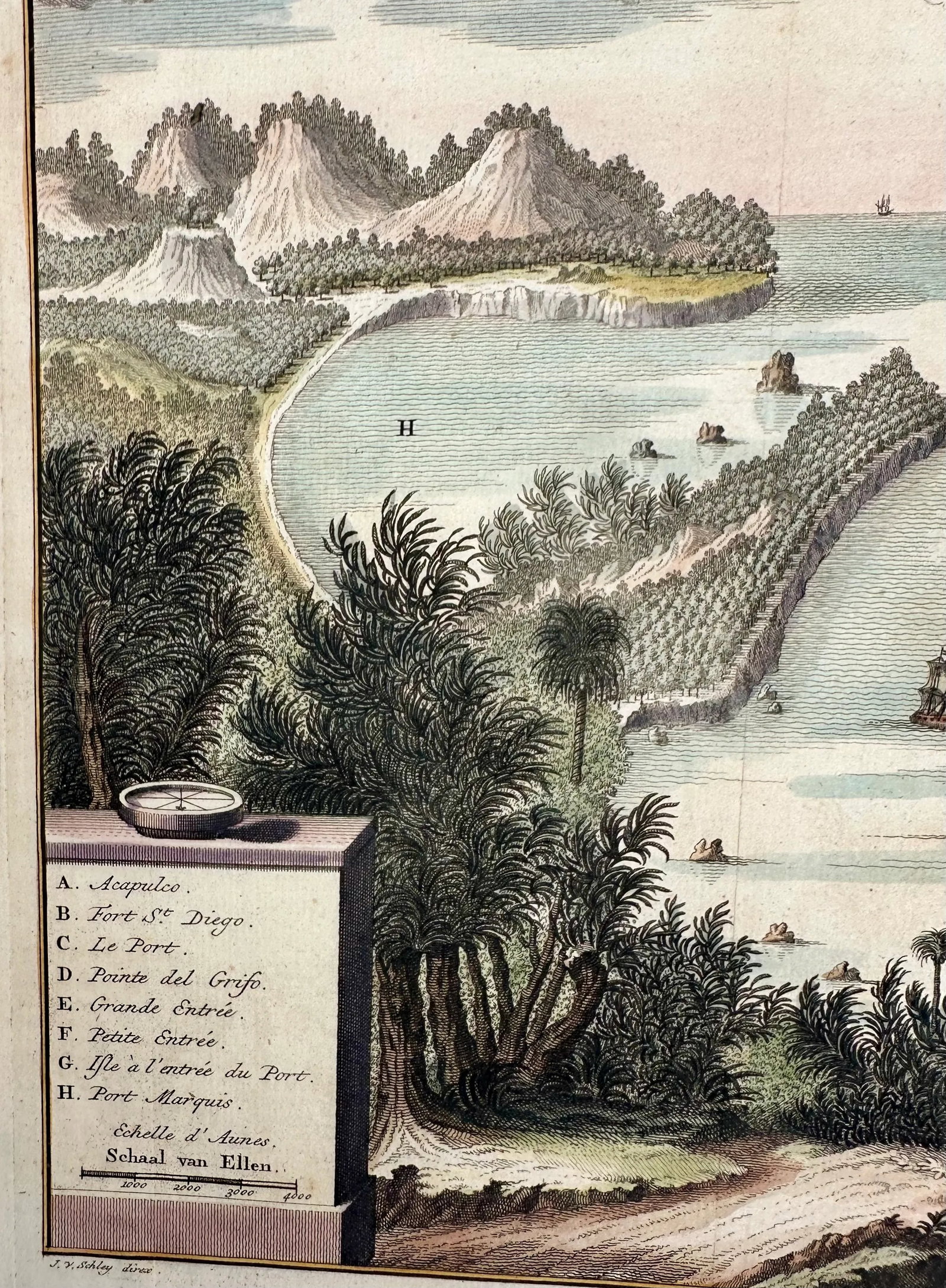 Acapulco, Mexico Original Map by Van Der Schley (1762) - 4