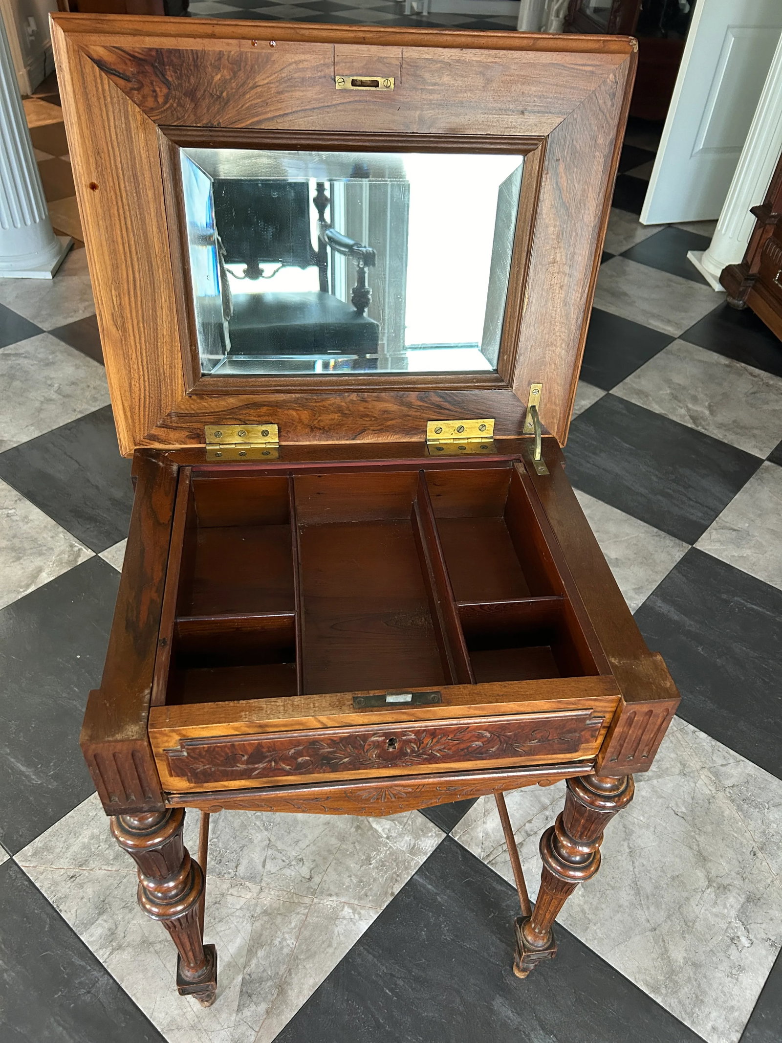 Mid-19th Century European Sewing / Dressing Table With Secret Drawer - 2