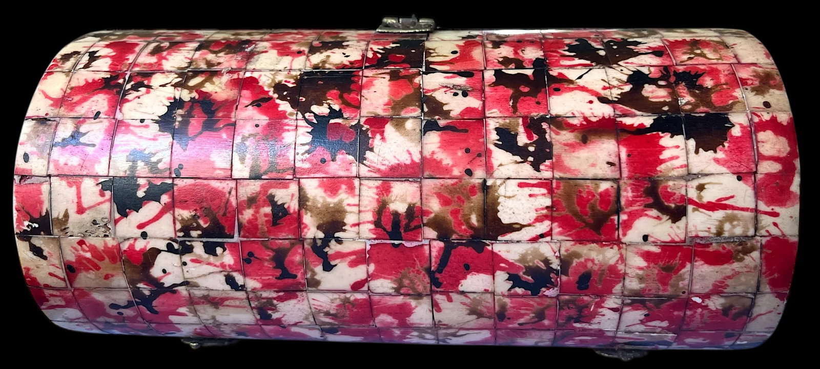 Mid 20th Century Italian Tessellated White Bone Box With Red, Brown and Black Splatter Paint Finish - 3