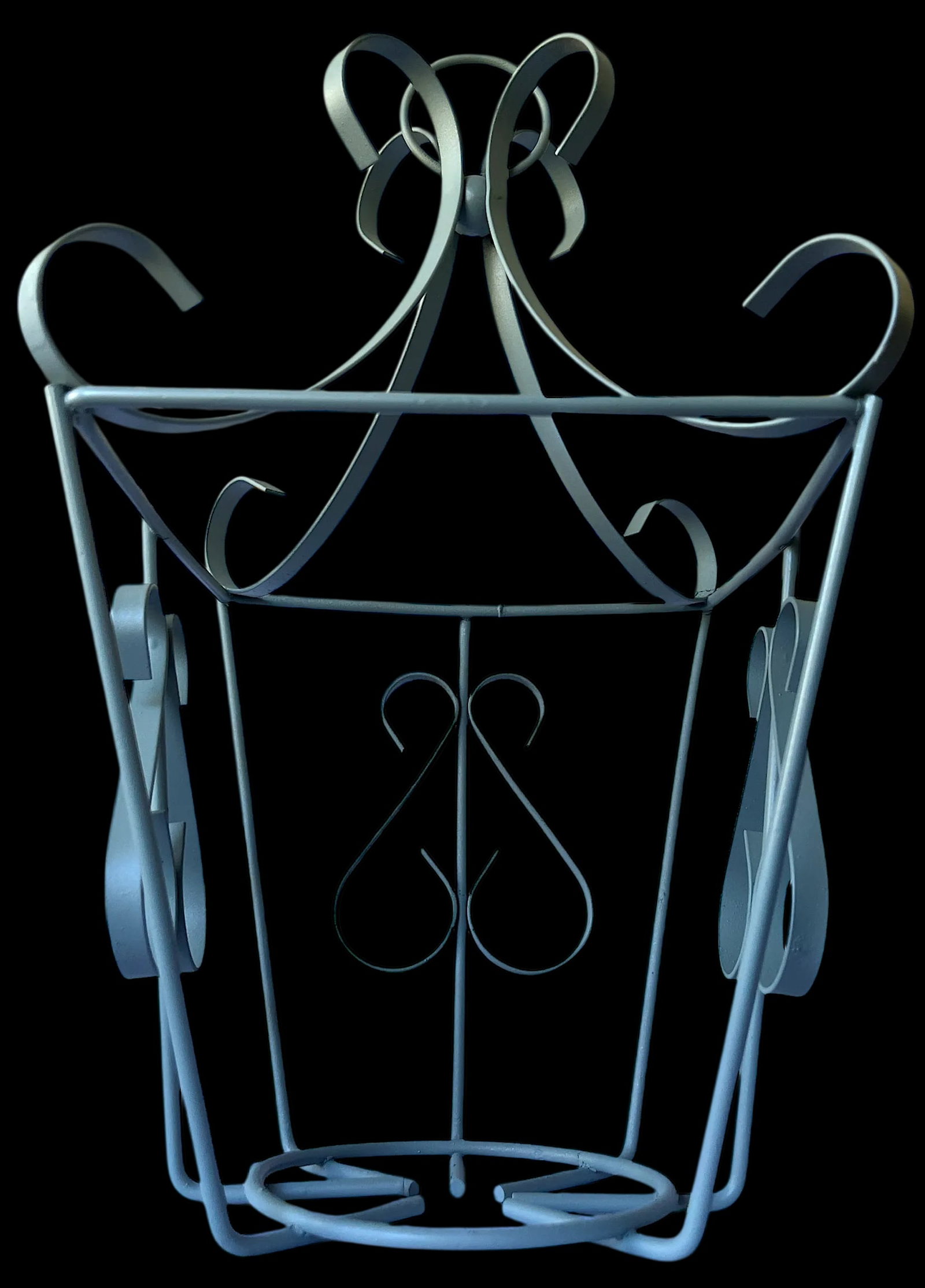 Vintage Pale Sage Green Wrought Iron Lantern Frame – Hollywood Regency French Provincial Style - 3