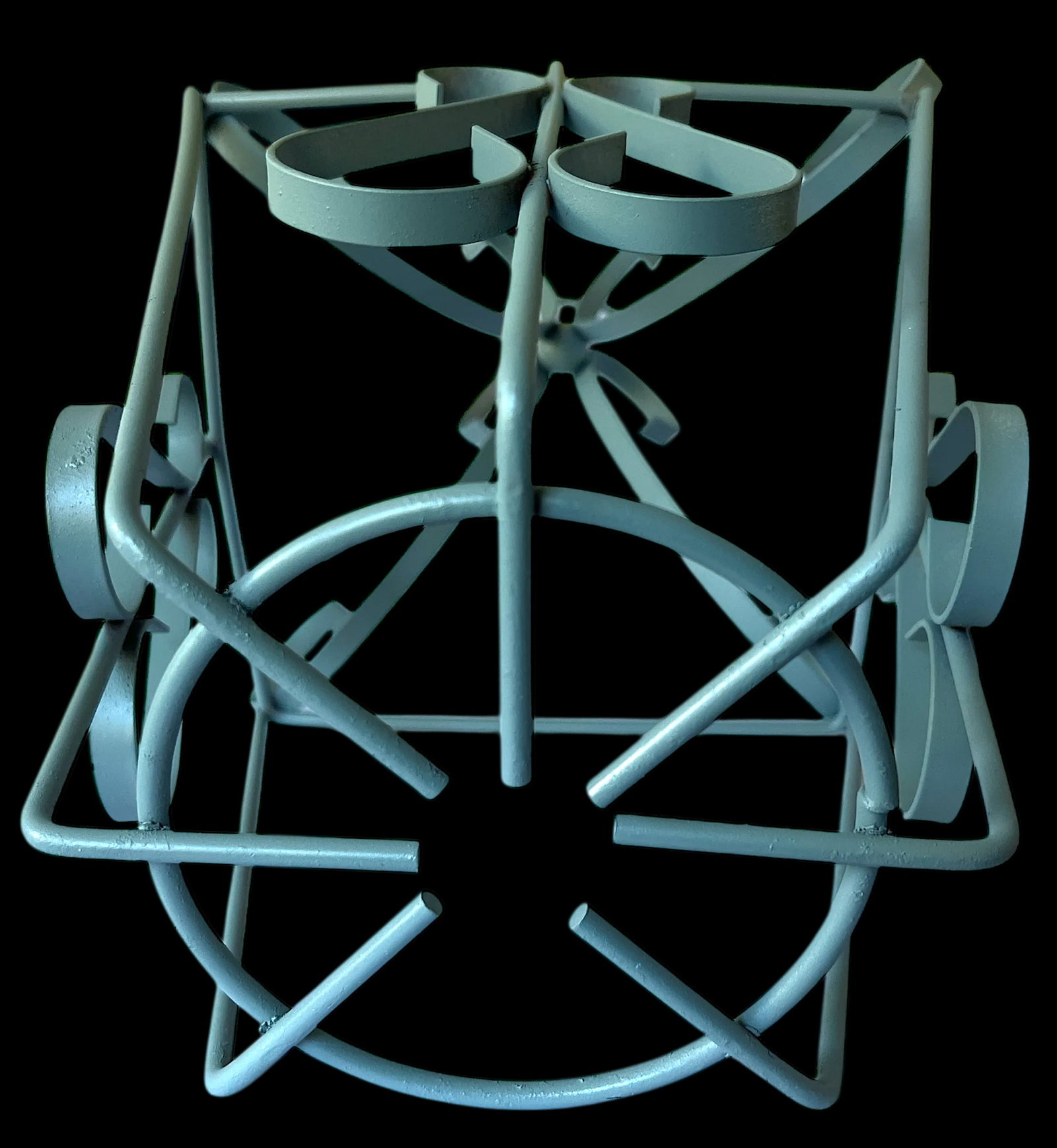Vintage Pale Sage Green Wrought Iron Lantern Frame – Hollywood Regency French Provincial Style - 5