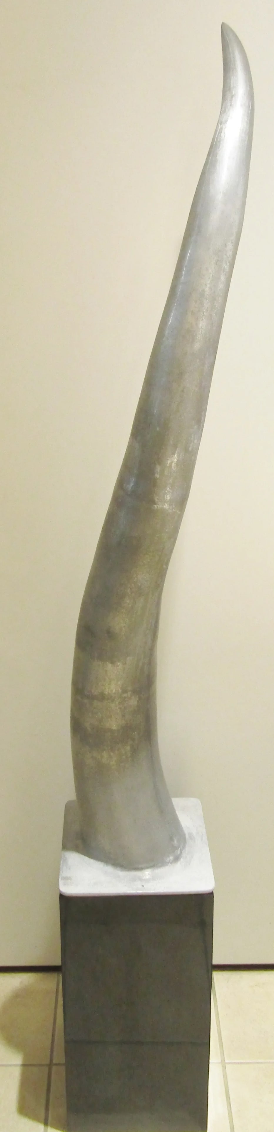Large Cast Raw Aluminum Sculptural Horn Tusk on Pedestal - 3