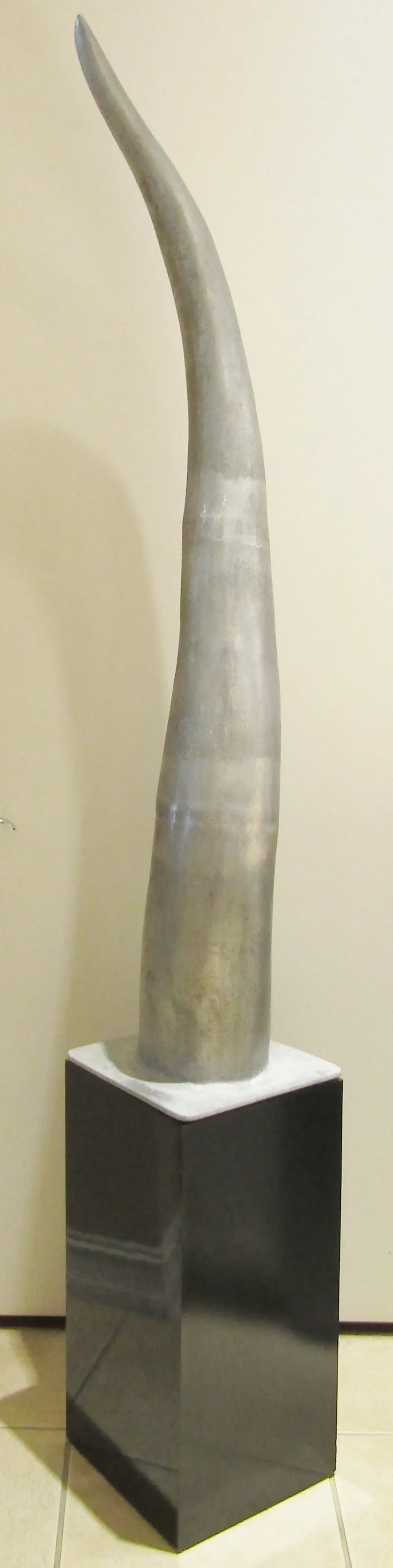 Large Cast Raw Aluminum Sculptural Horn Tusk on Pedestal - 5