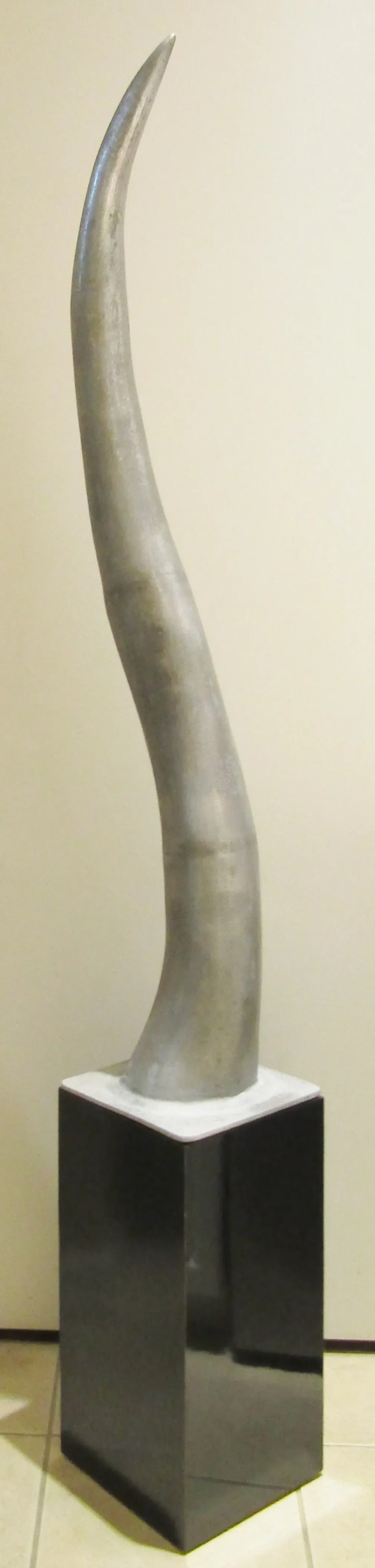 Large Cast Raw Aluminum Sculptural Horn Tusk on Pedestal - 7