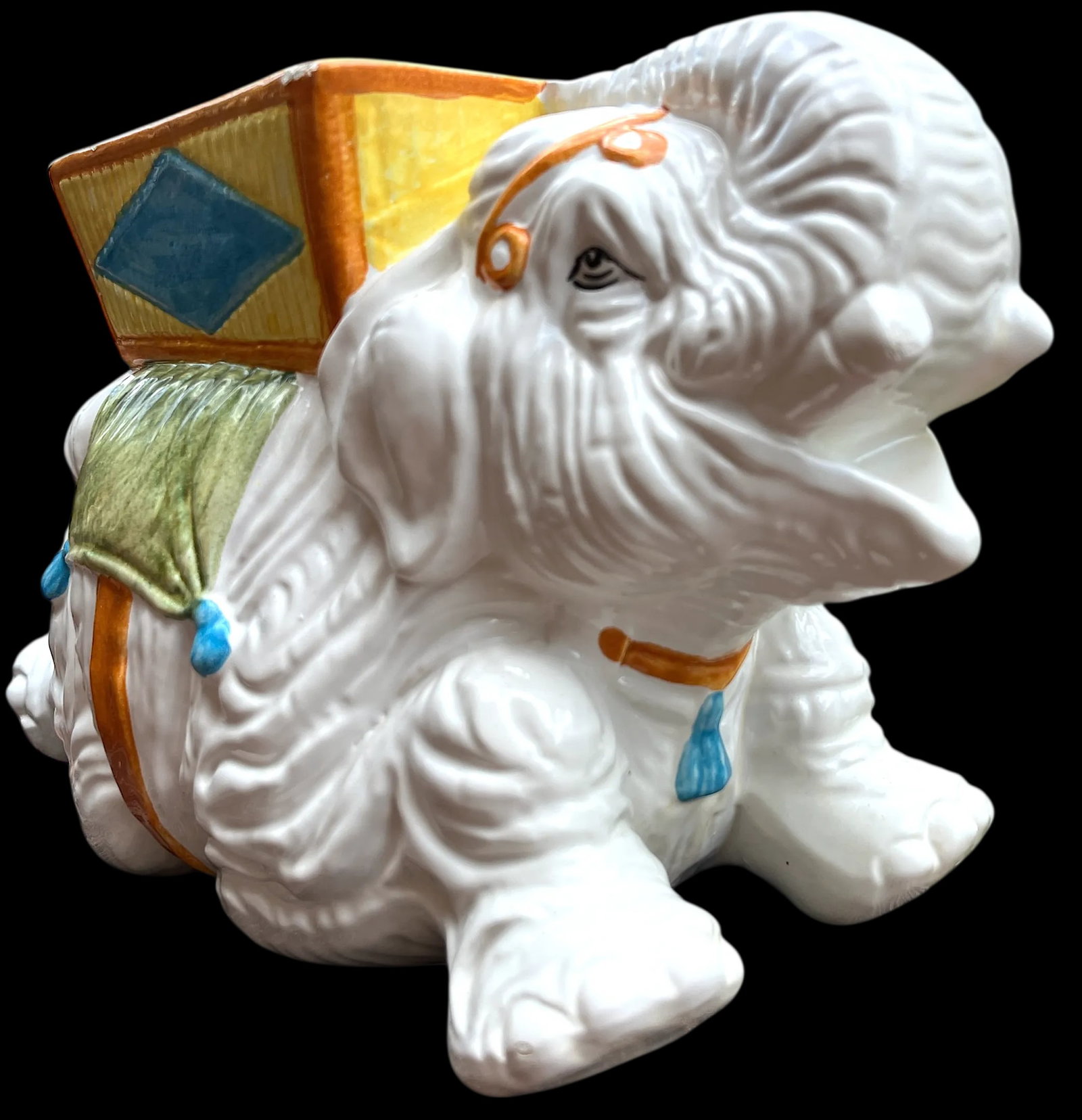 Large 1960s Porcelain Kneeling Elephant Planter by Napcoware Made in Japan - 2