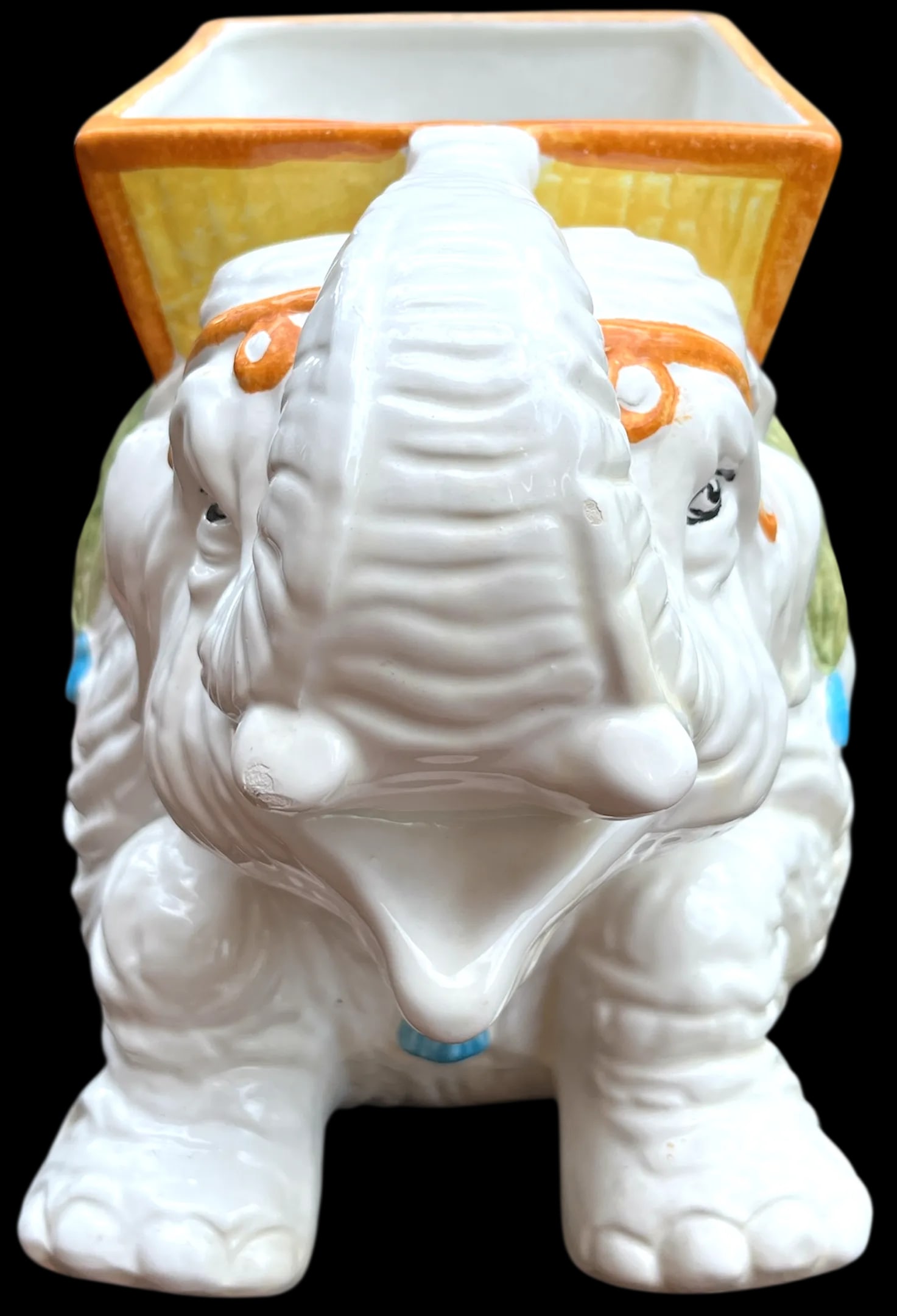 Large 1960s Porcelain Kneeling Elephant Planter by Napcoware Made in Japan - 3