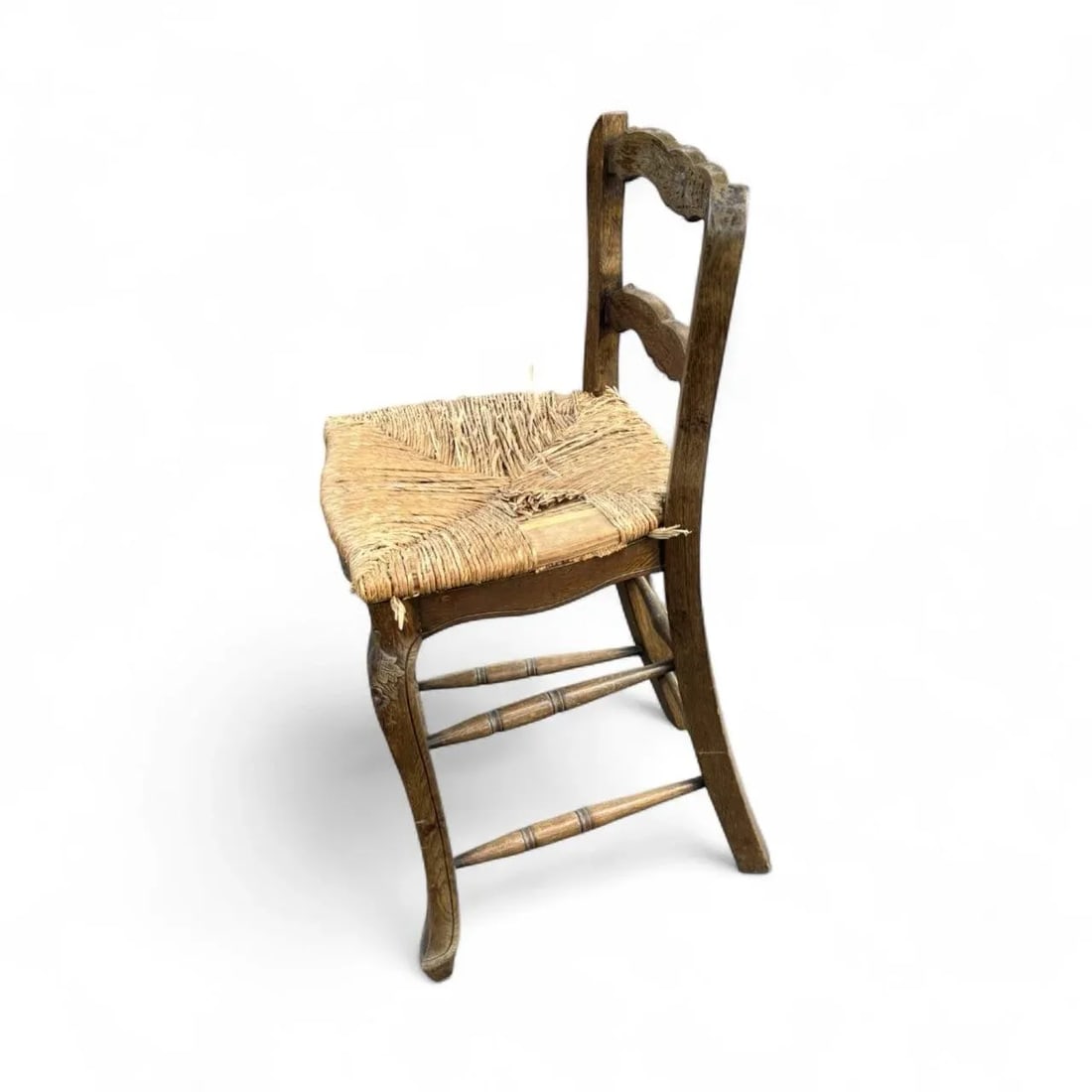 Pair English Country Rush-Seat Chairs "” Hand-Woven Seats - 4