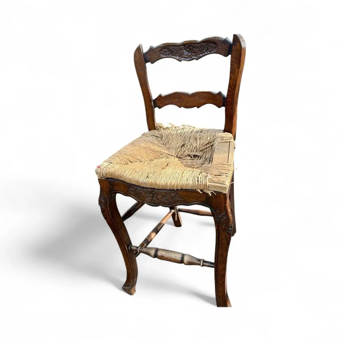 Pair English Country Rush-Seat Chairs "” Hand-Woven Seats - 5
