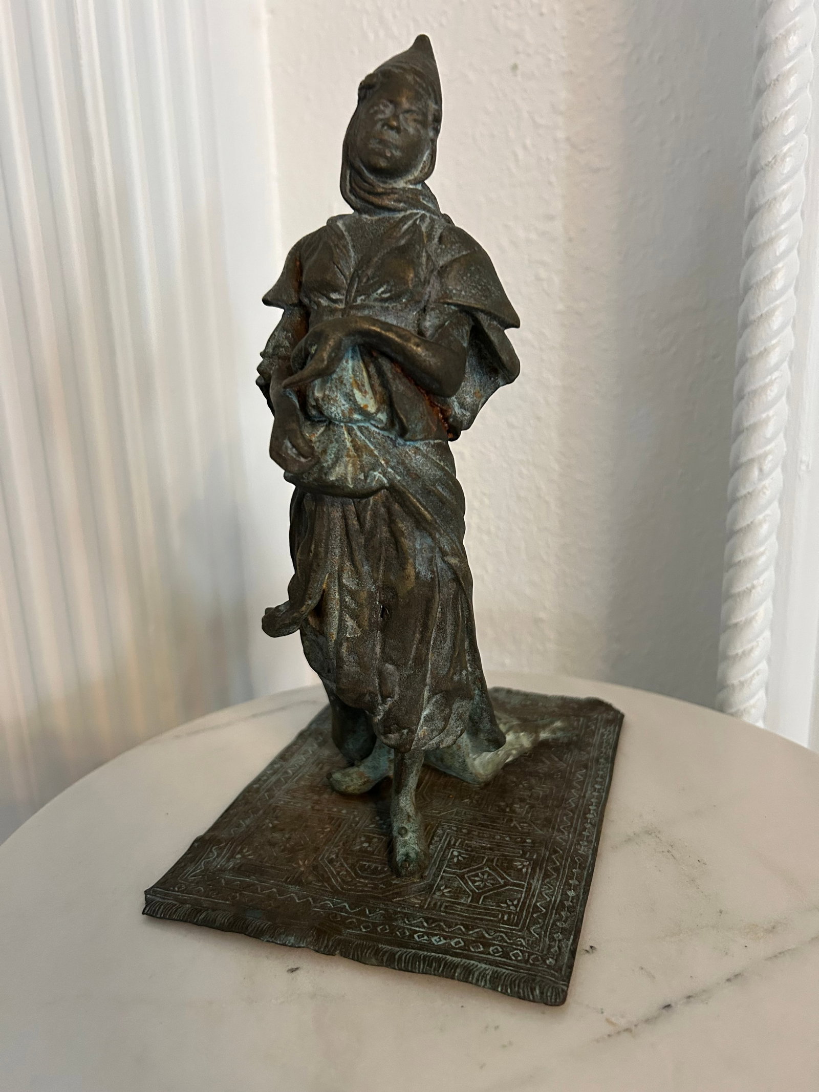 Late 19th Century Bronze Lady on Carpet - 9
