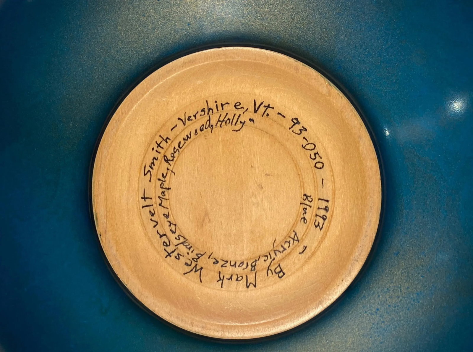 Mark Westervelt 1990's Birdseye Maple, Rosewood, Holly, Decorative Bowl With Acrylic Bronze Finish - 5