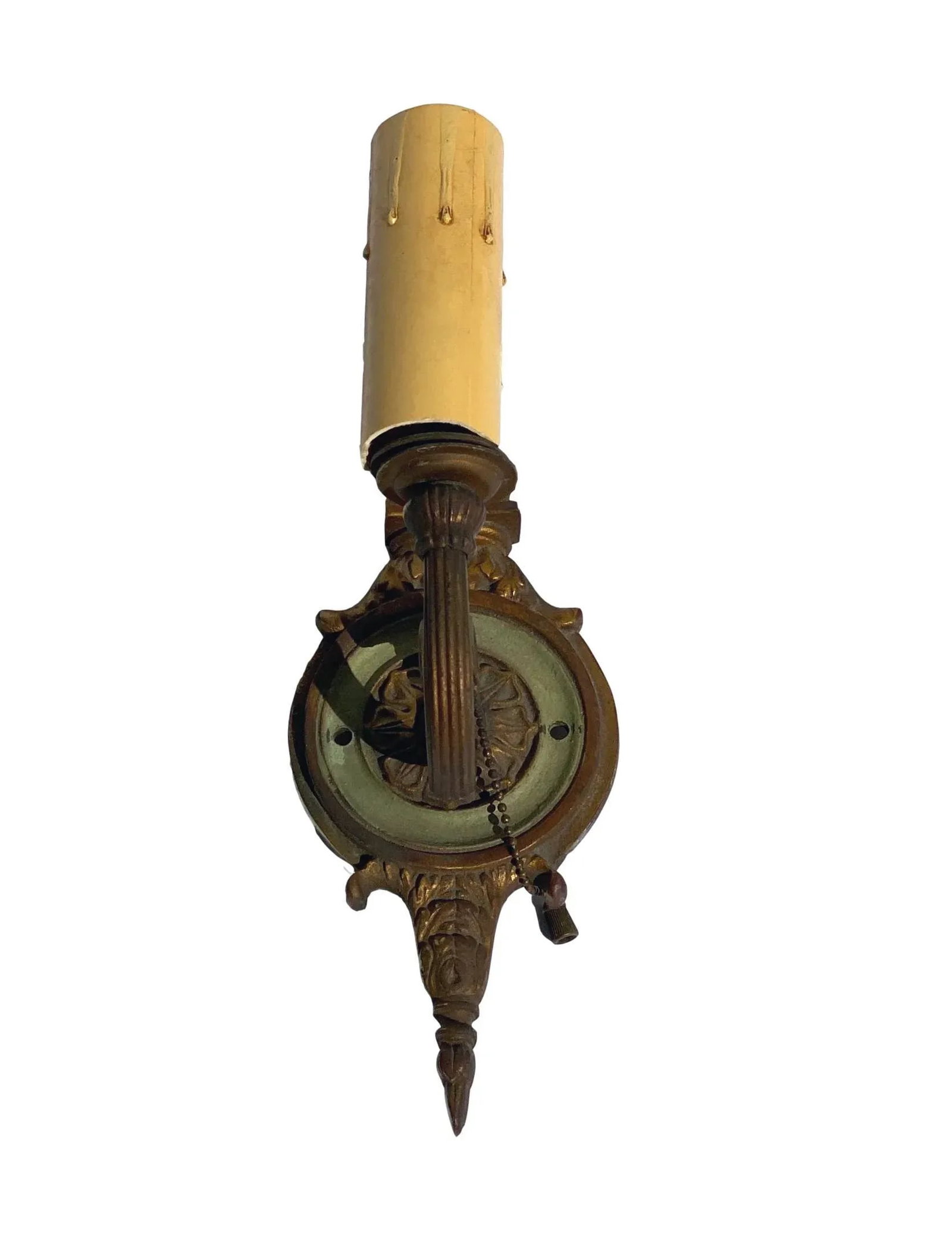 Late 19th Century Small French Bronze Sconce Circular One Arm With Decorative Flower - 4