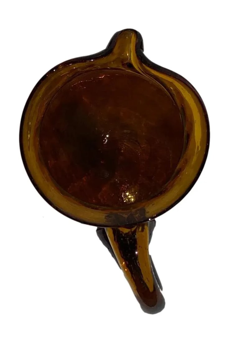 Vintage Amber Twisted Ribbed Glass Pitcher - 2