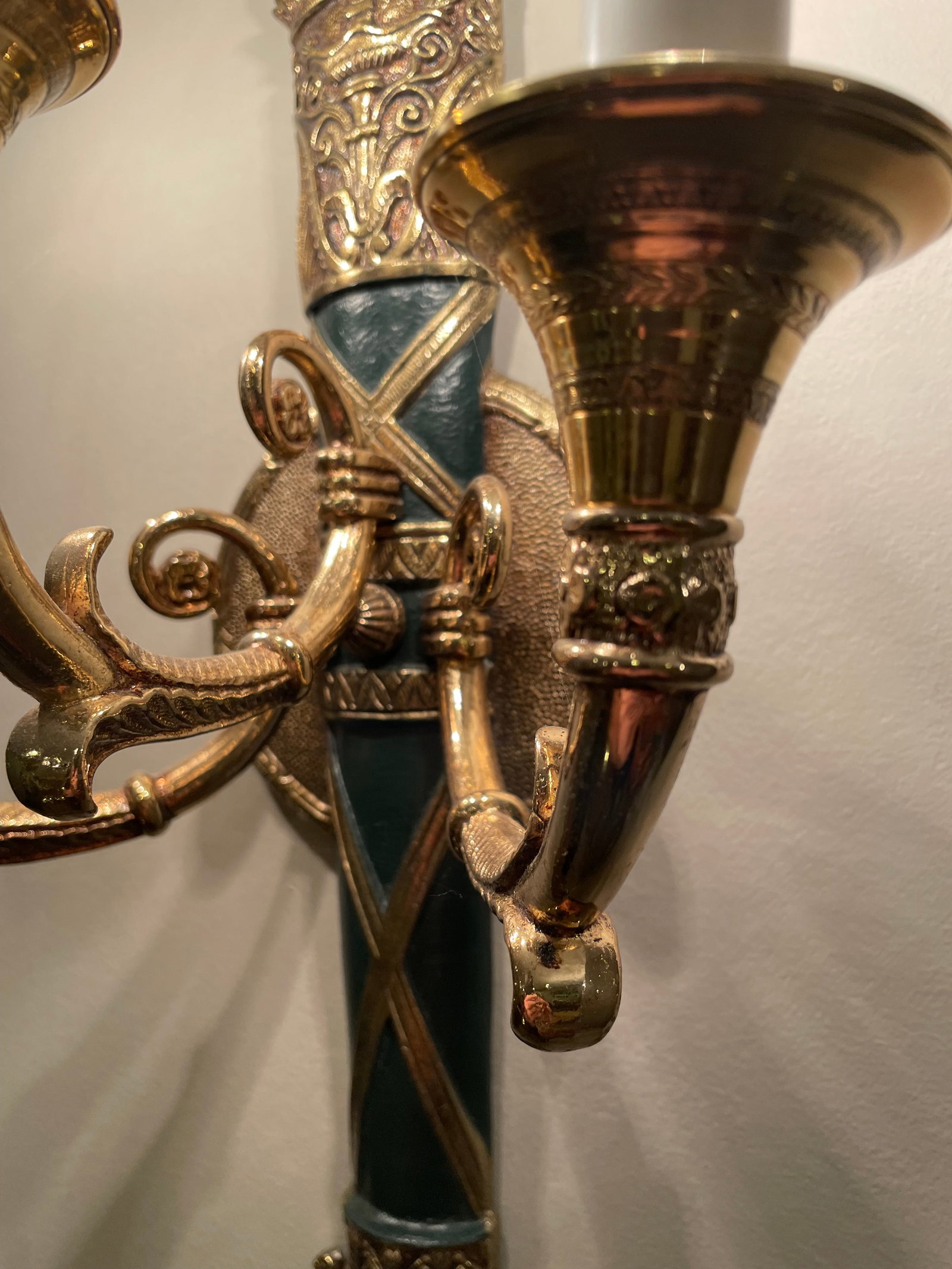 Four 3 Light Brass Wall Sconces - 4
